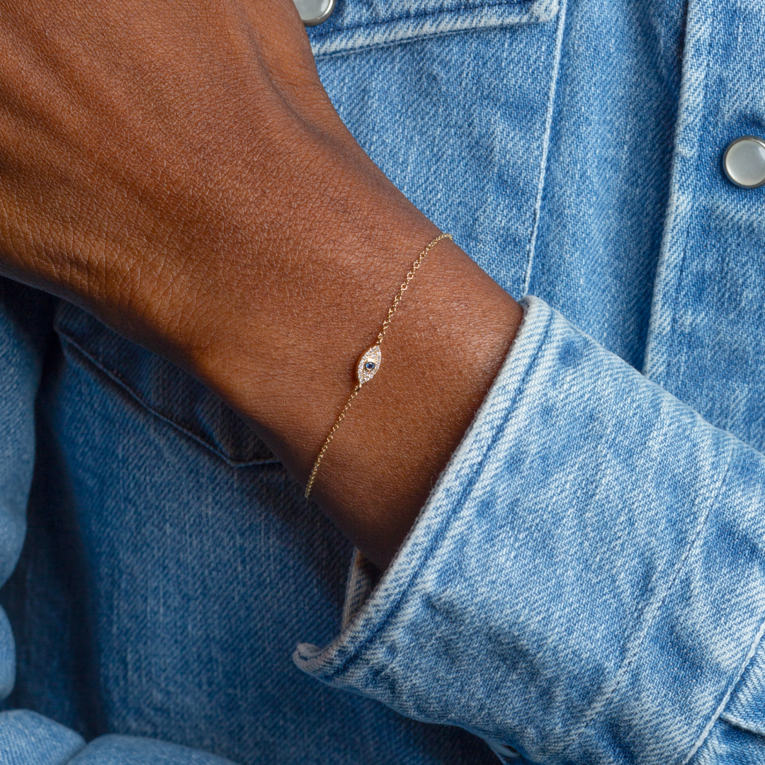 Mini Token Pave Evil Eye Bracelet