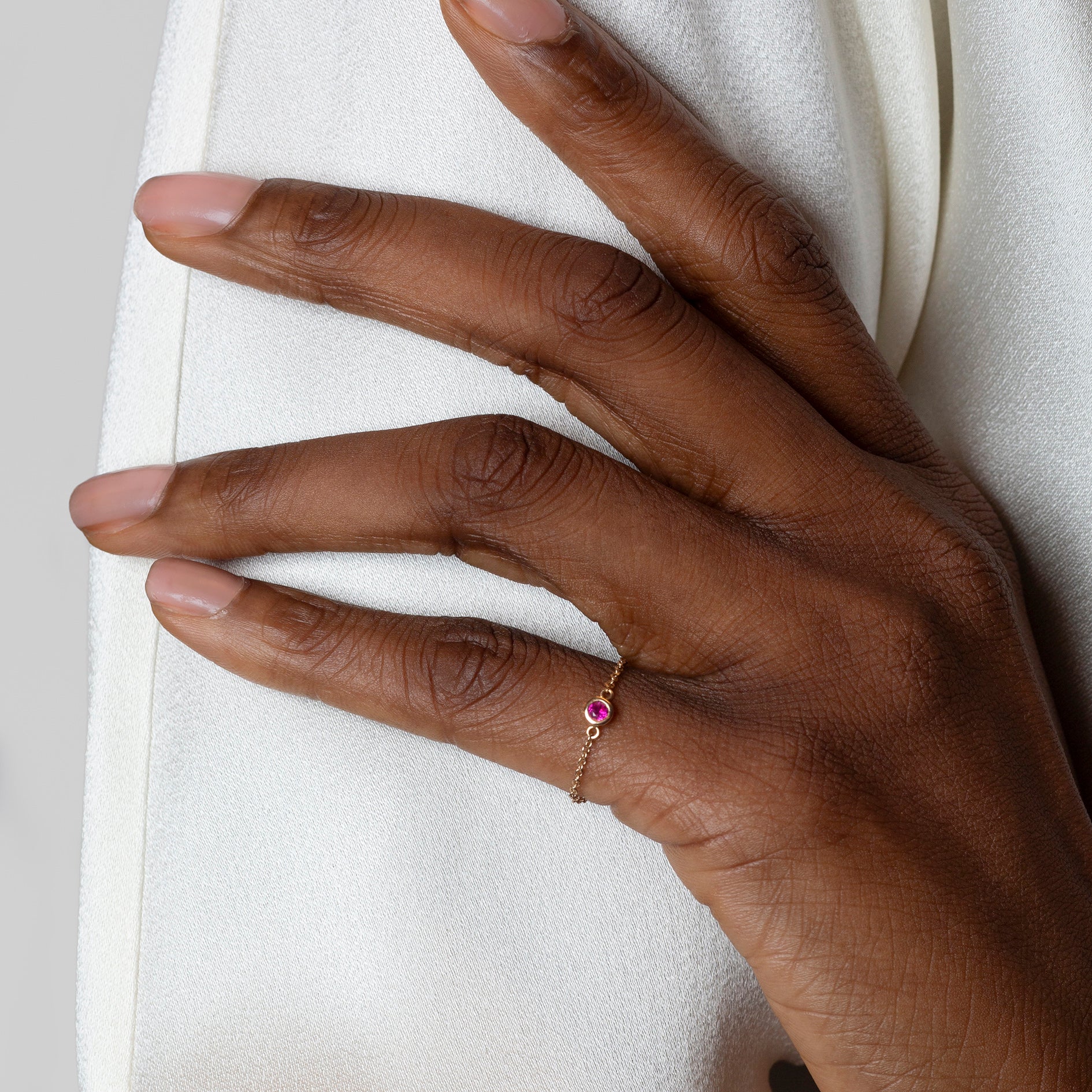Margot Birthstone Bezel Chain Ring