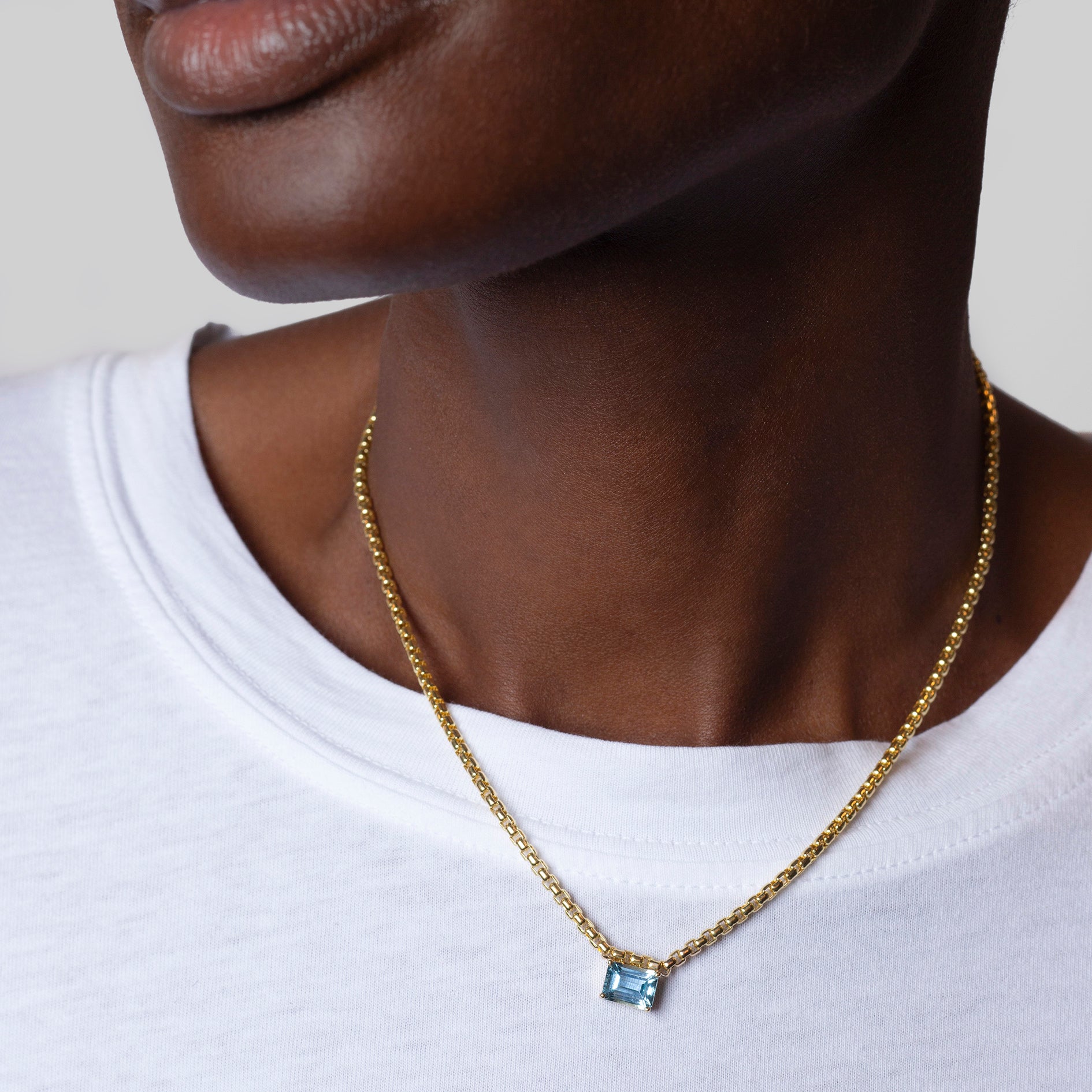 Avery Gemstone Box Chain Necklace