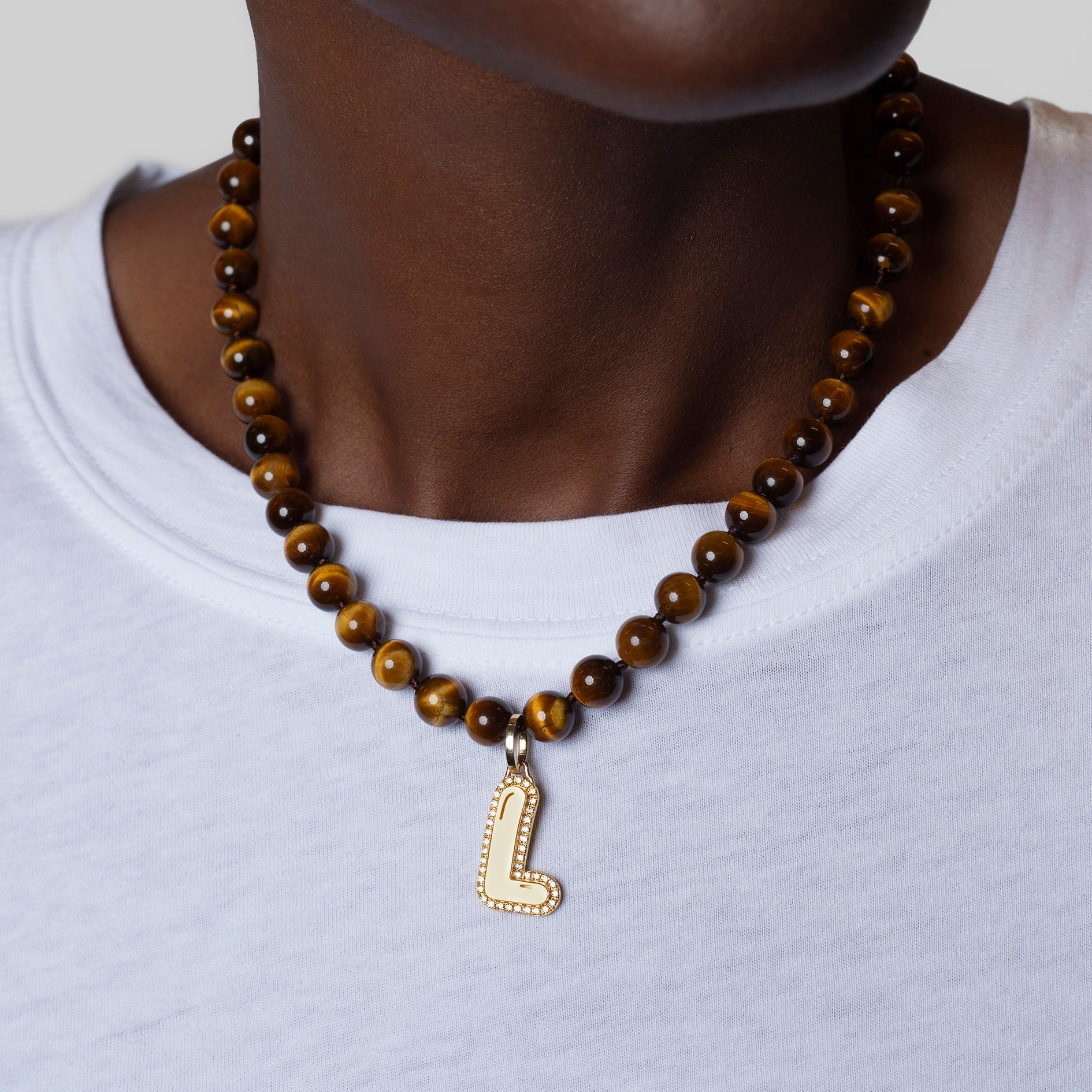 Jumbo Bubble Initial With Pave Outline Charm