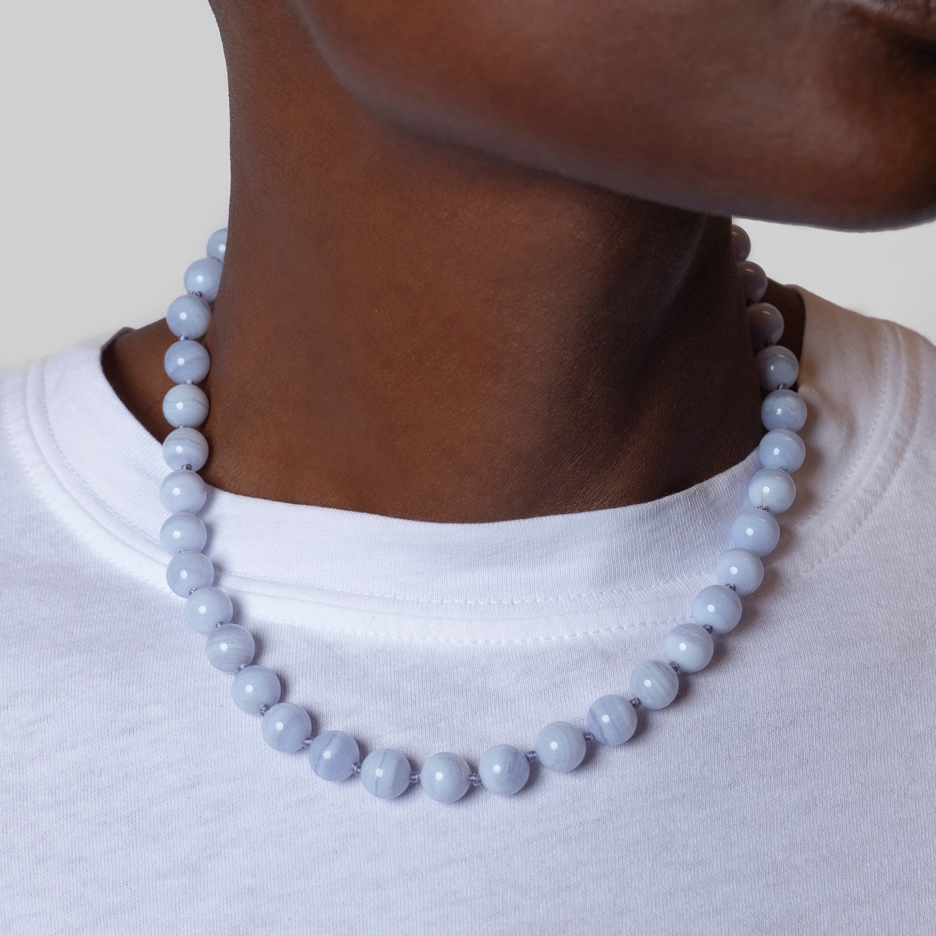 Kendall Blue Lace Agate Beaded Necklace