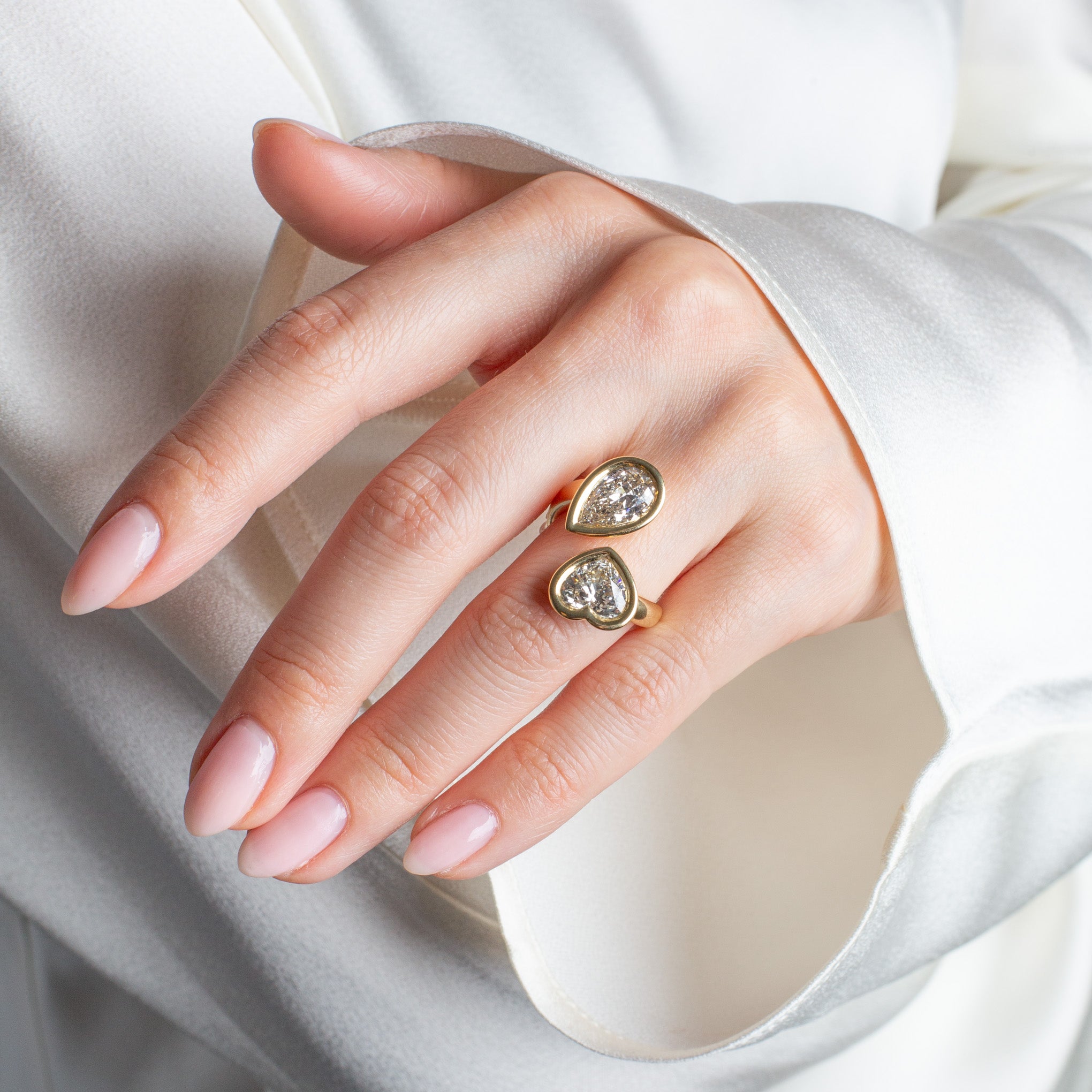 Signature Heart and Pear Bezel Set Bypass Engagement Ring