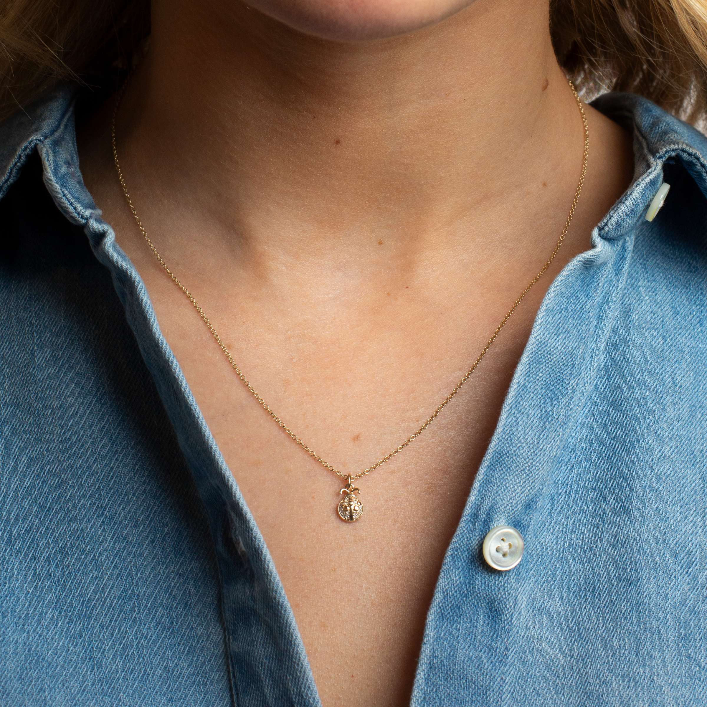 Mini Token Pave Ladybug Necklace