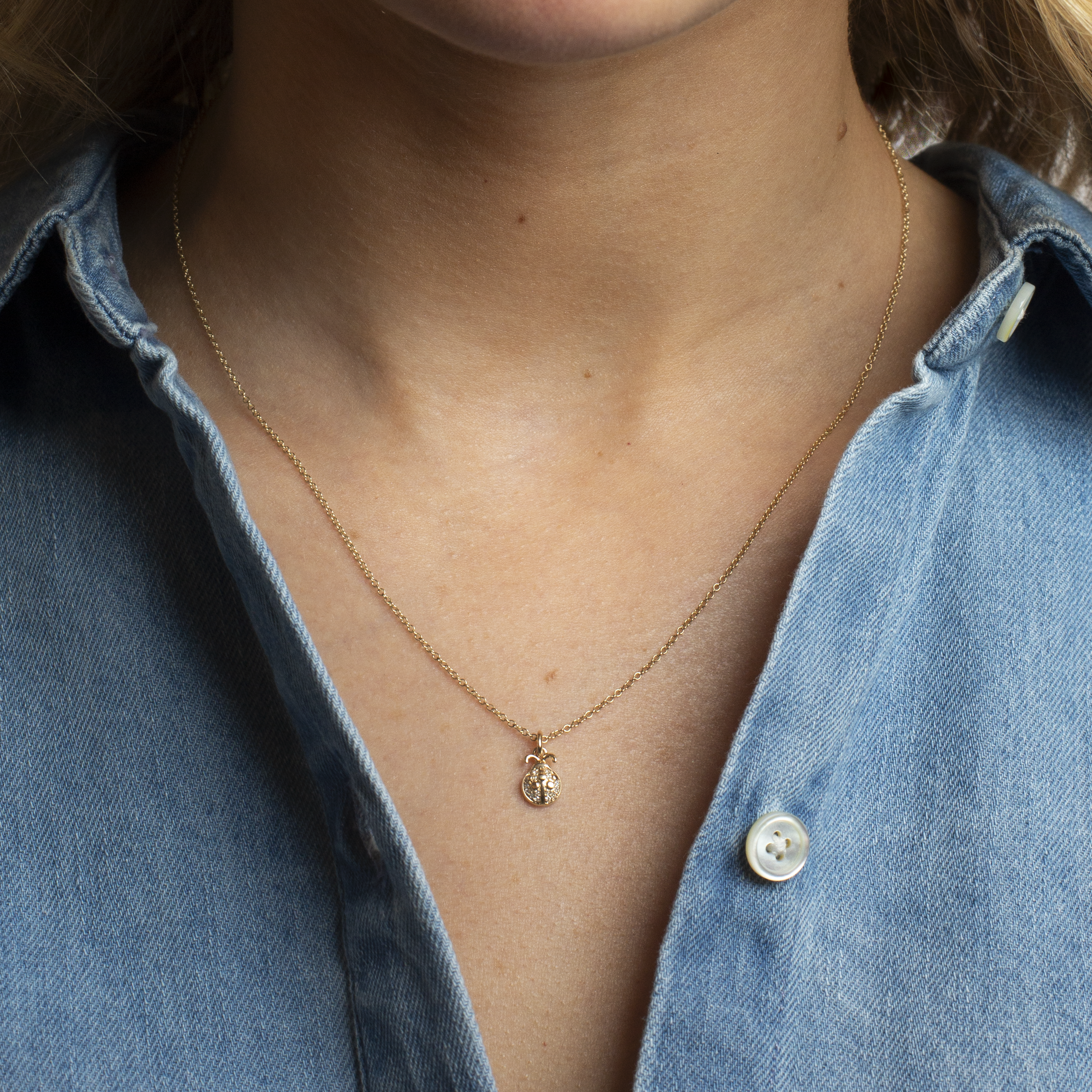 Mini Token Pave Ladybug Necklace