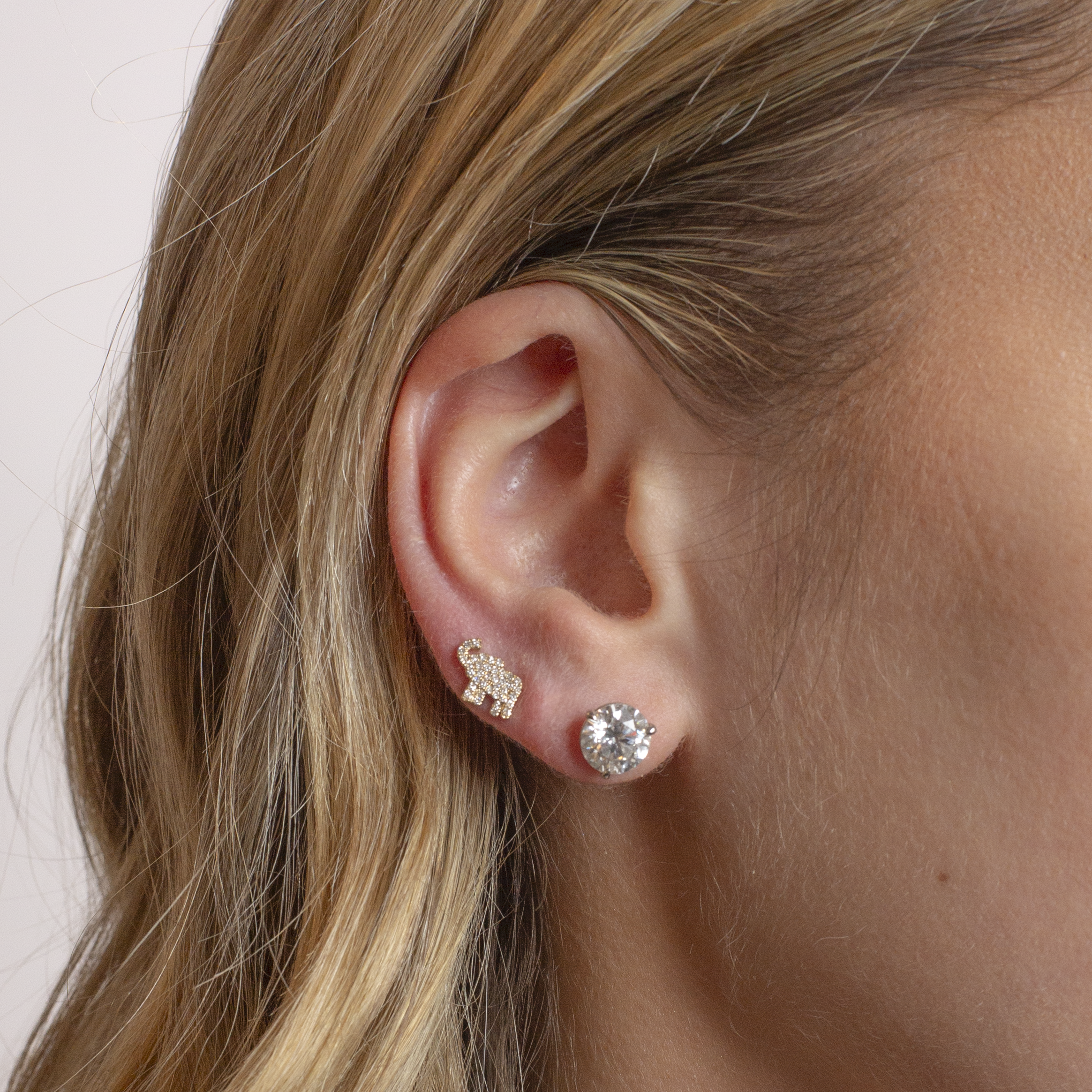 Mini Token Pave Elephant Studs