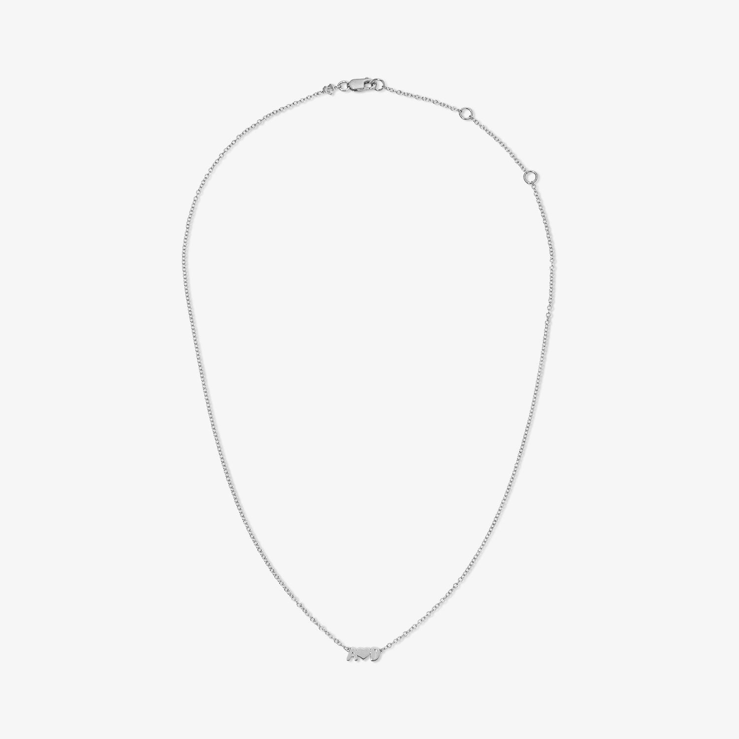 Petite Bubble Letters and Heart Necklace