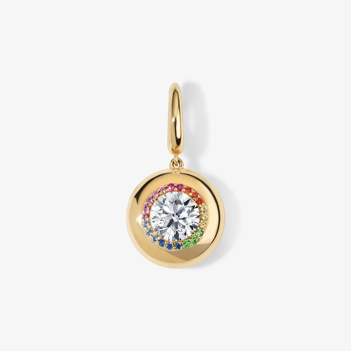 Mini Lab Diamond Candy Button Charm 14k Yellow Gold