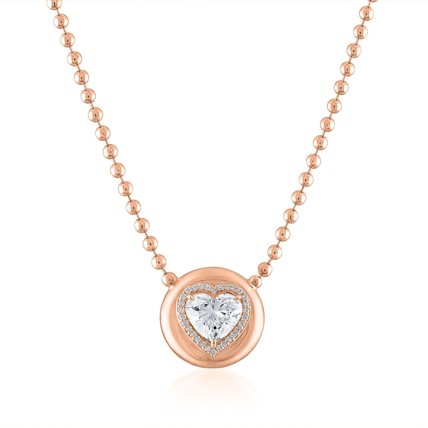 Diamond Heart Button Necklace