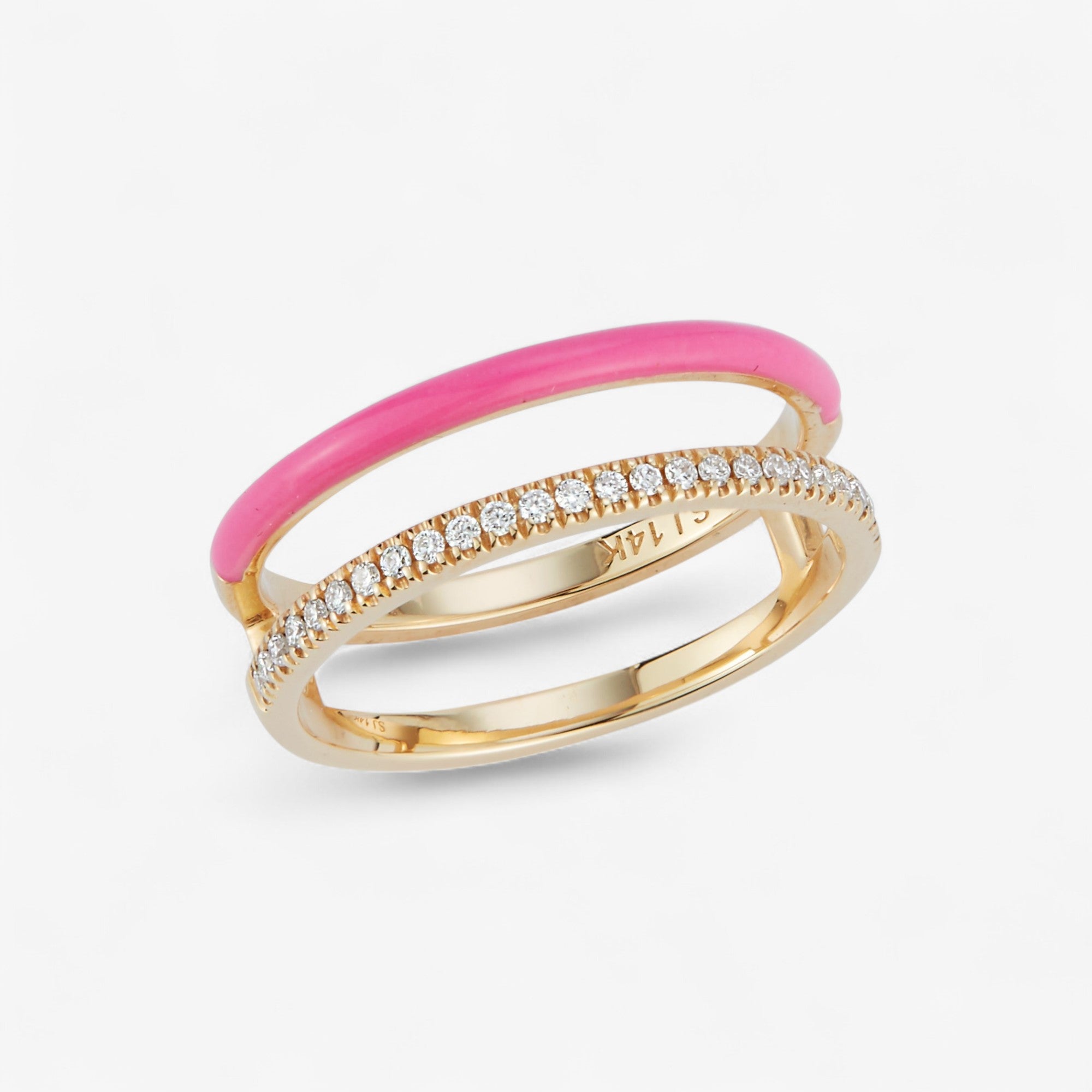 Enamel and Diamond Double Bar Ring