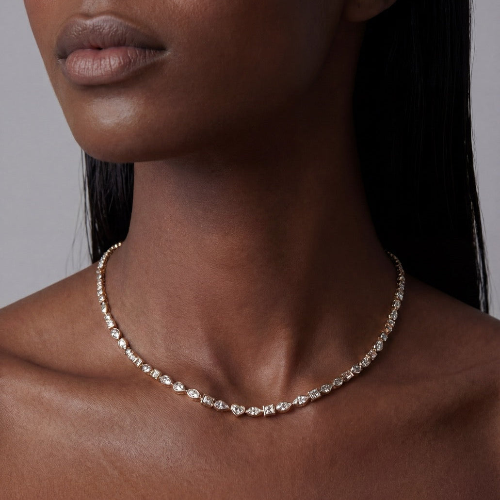 Margot Mixed Shape Bezel Tennis Necklace