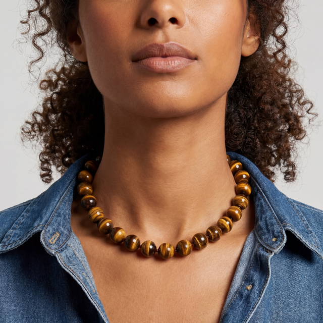 Kendall Large Tigers Eye Beaded Necklace