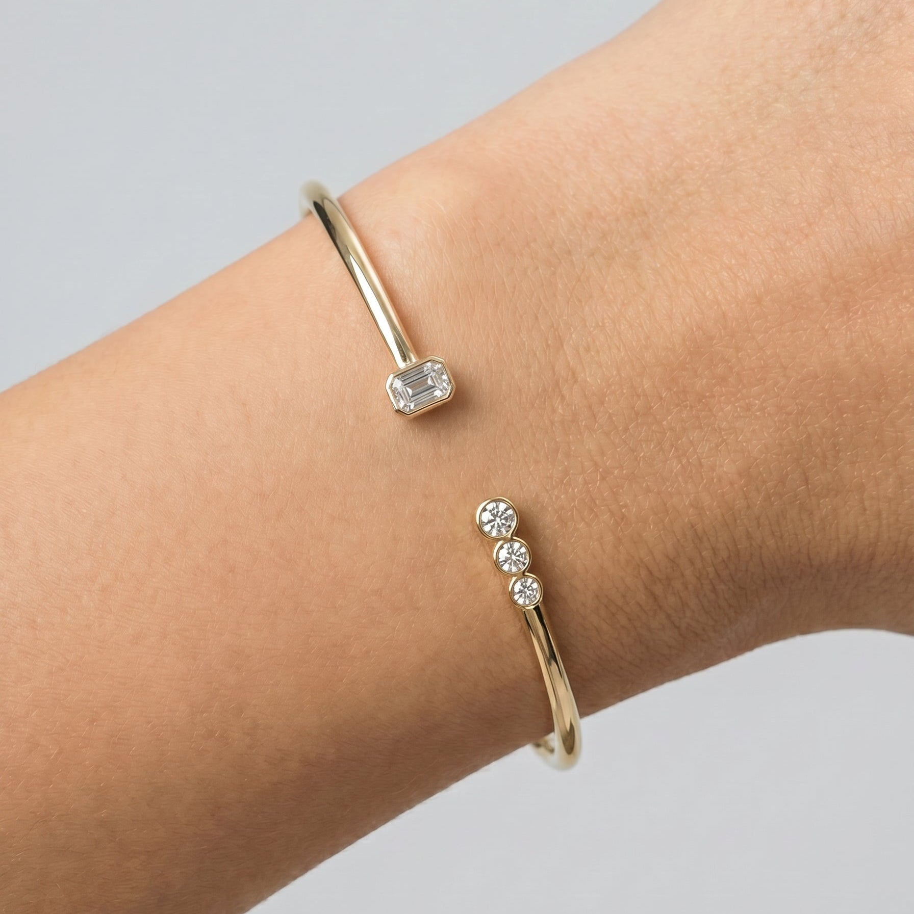 Undecided Emerald and Round Diamond Flex Bangle
