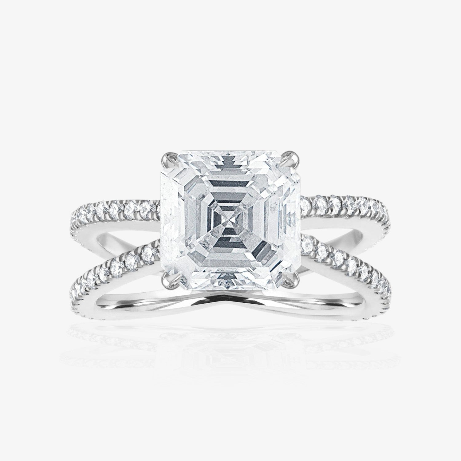 Reverse Pave Split Shank Engagement Ring