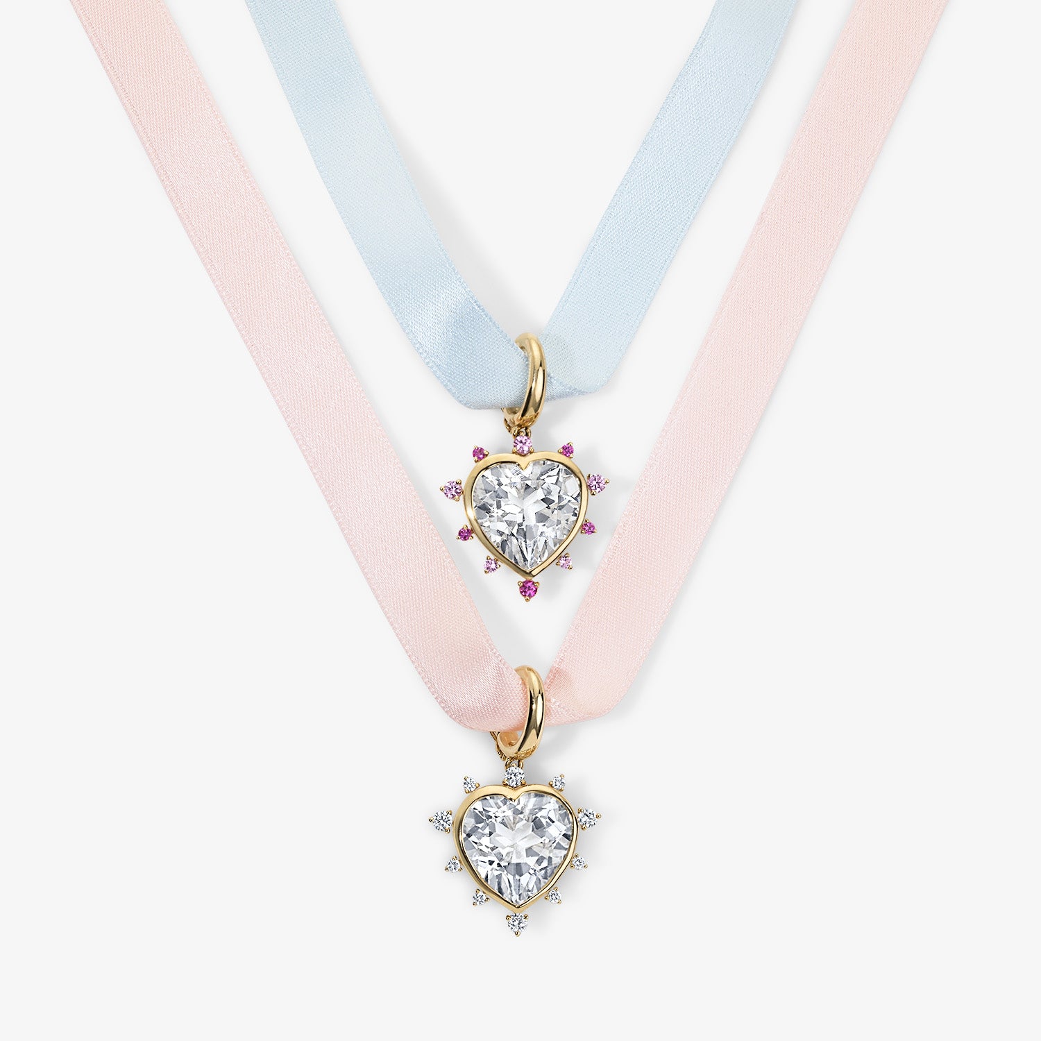 Grace Heart Charm with Pink Sapphire Halo