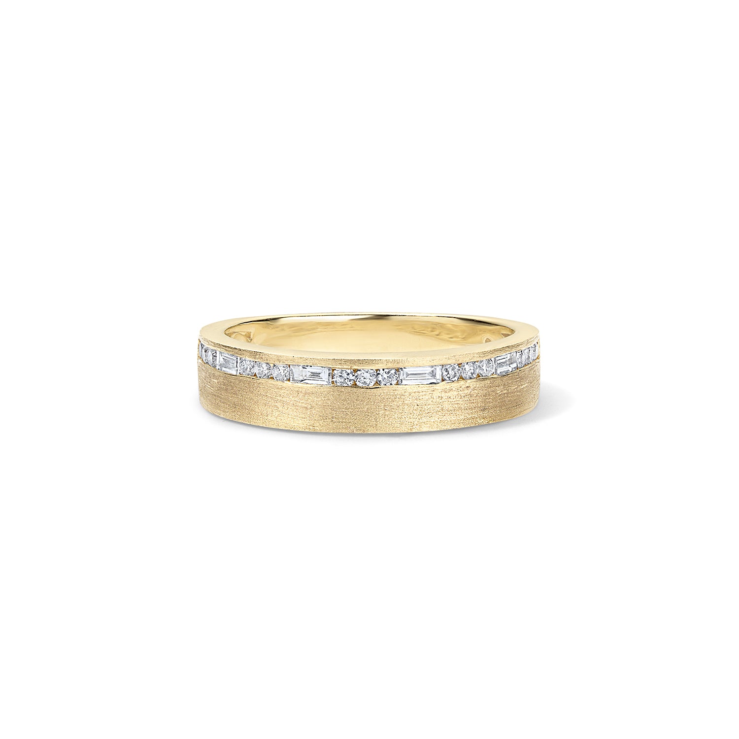 Diamond Baguette and Round Channel Set Ring