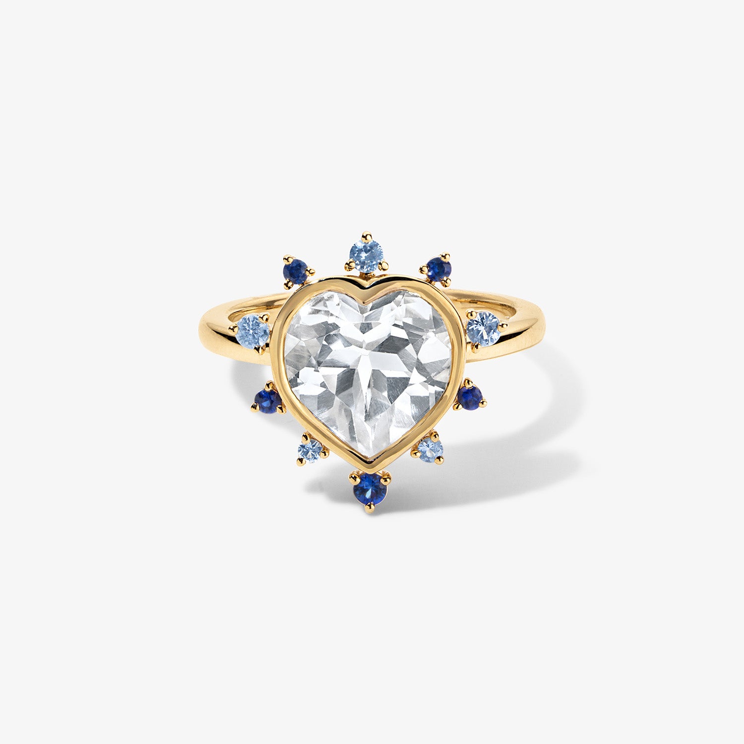 Grace Heart Ring with Blue Sapphire Halo