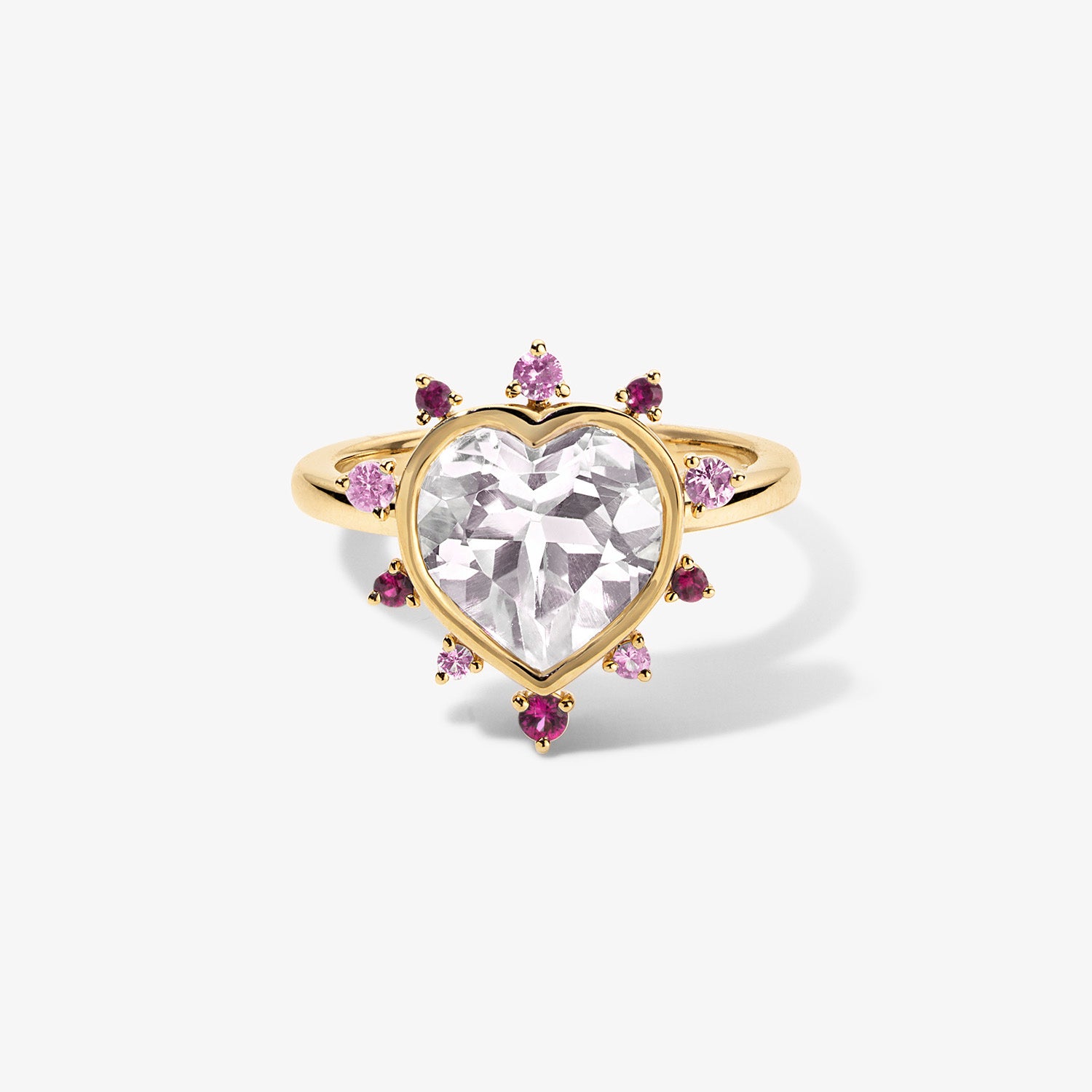 Grace Heart Ring with Pink Sapphire Halo