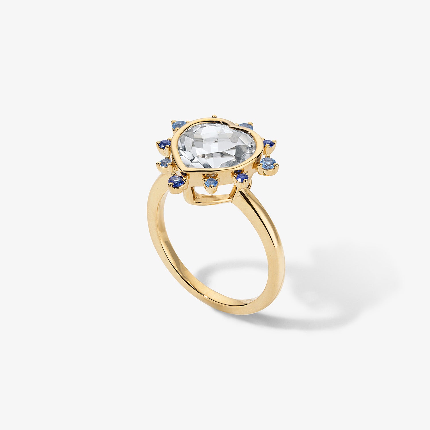 Grace Heart Ring with Blue Sapphire Halo