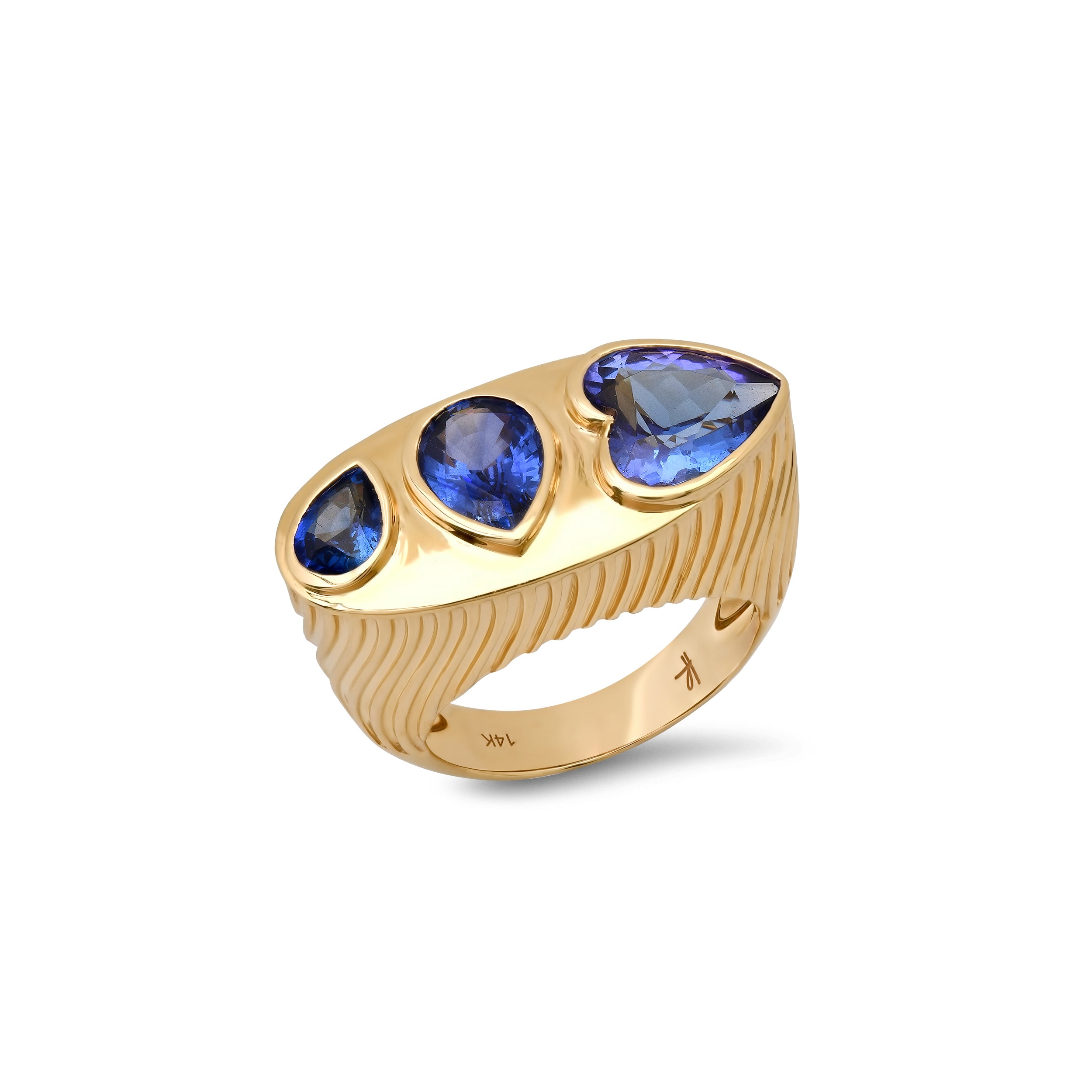 Ripple Ring in Tanzanite and Blue Sapphire
