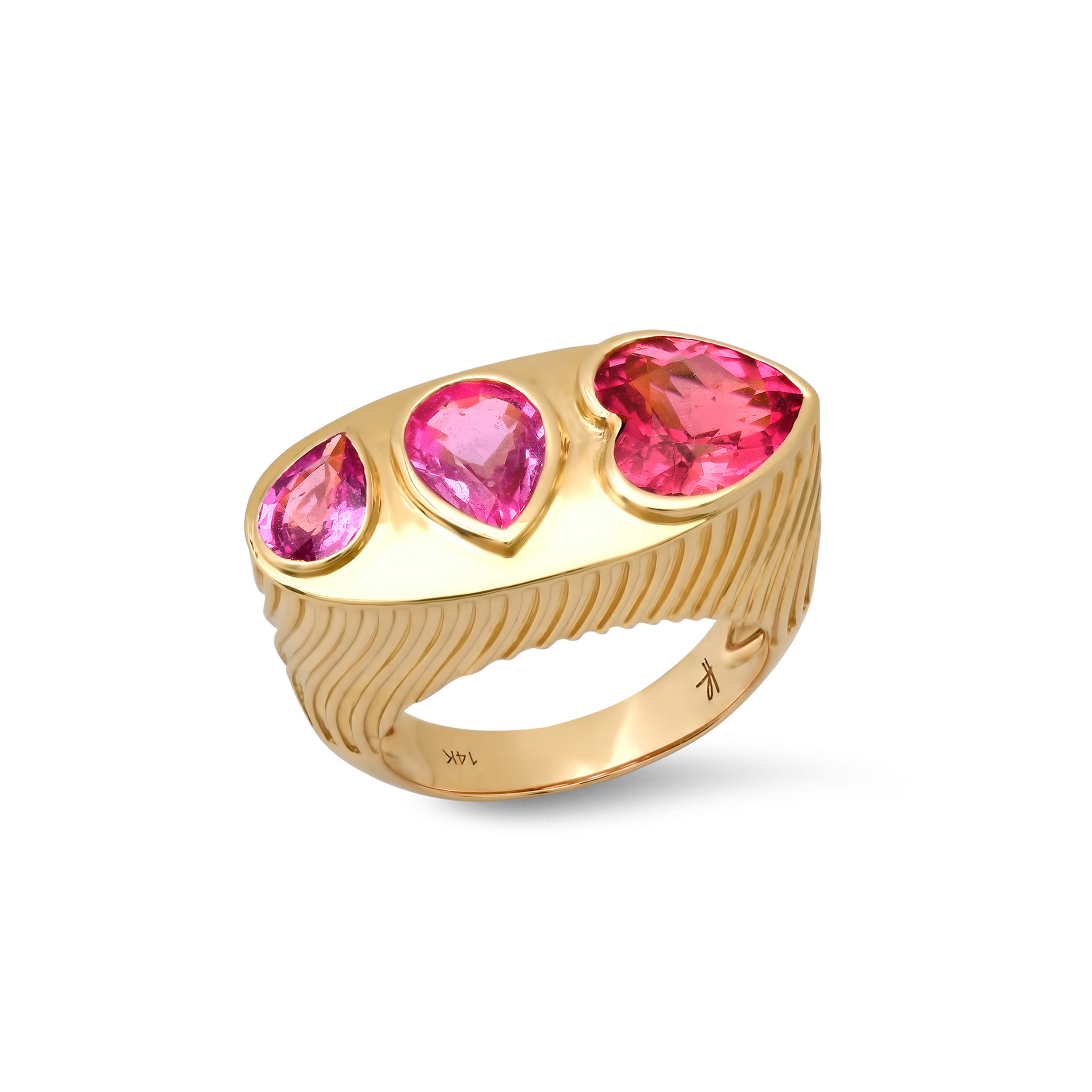 Ripple Ring in Tourmaline and Pink Sapphire