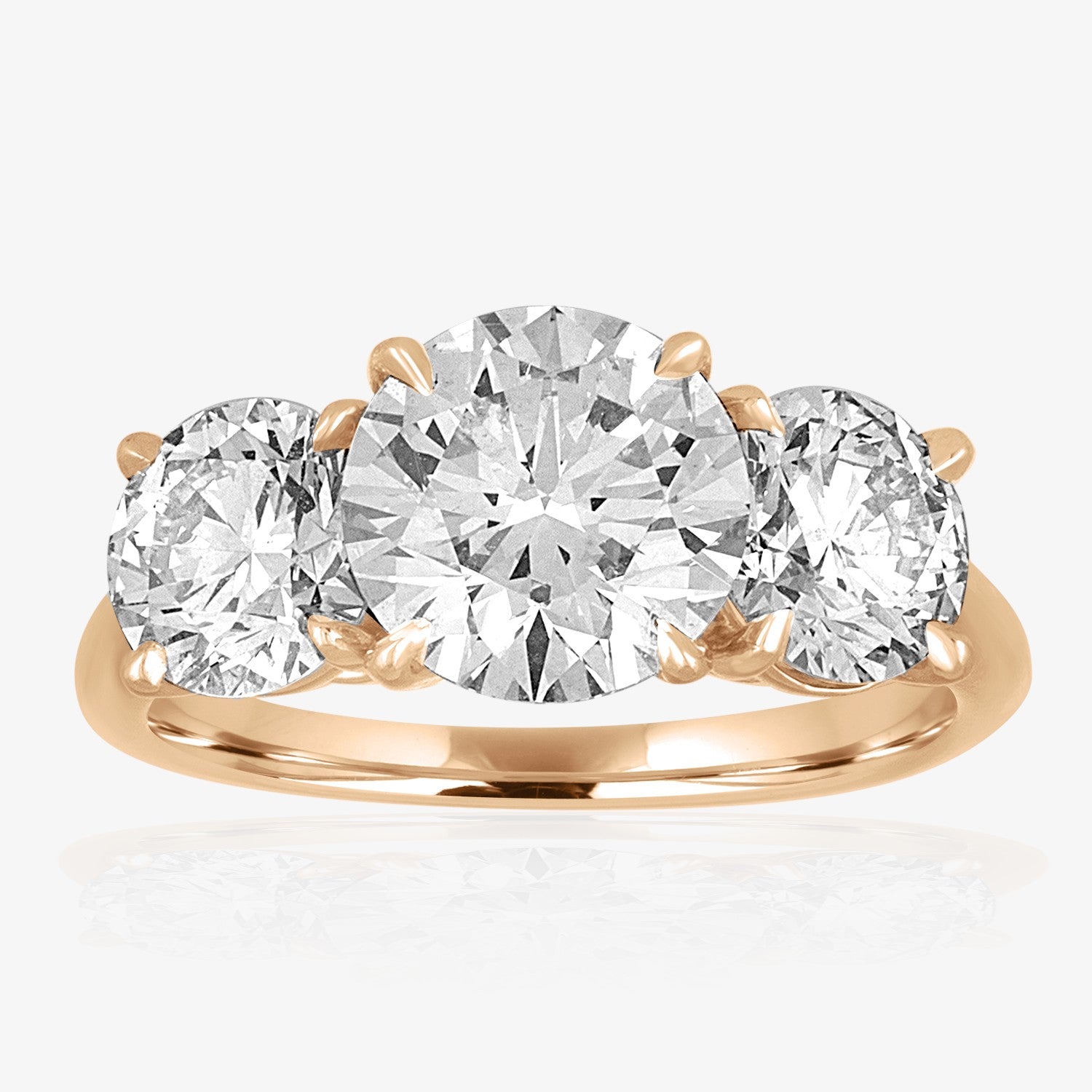 Engagement Ring Setting with Round Side Stones 14K Rose Gold Round