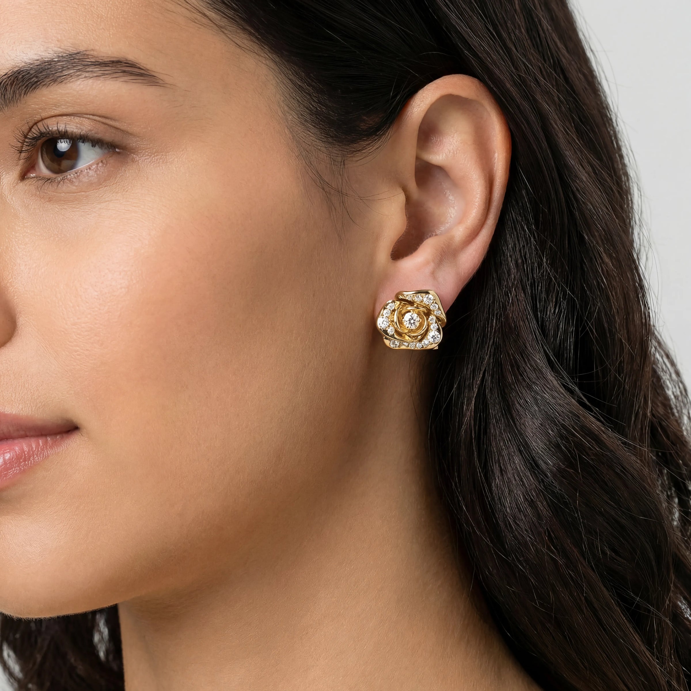 Token Pave Rose Studs
