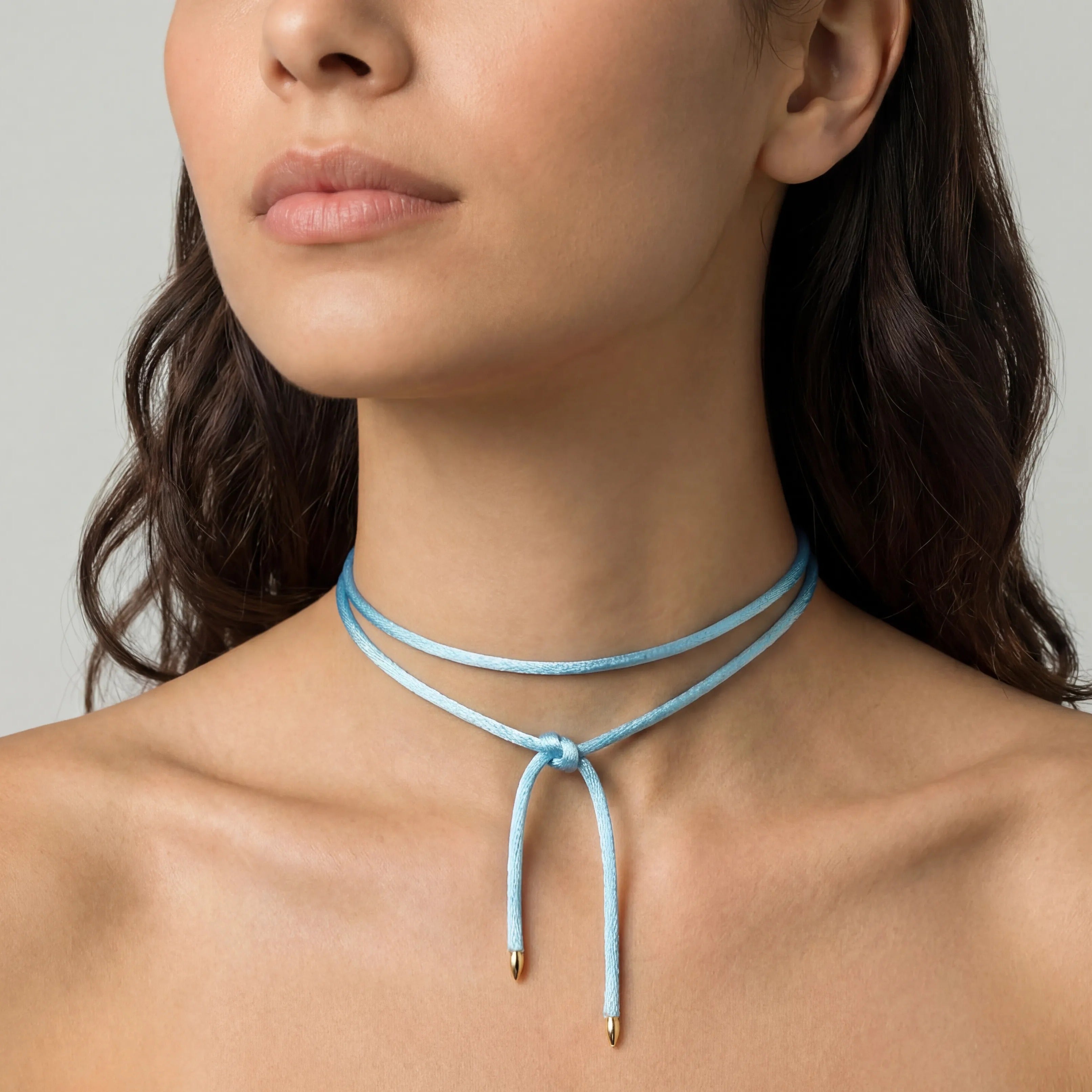 Kendall Baby Blue Satin Cord Necklace