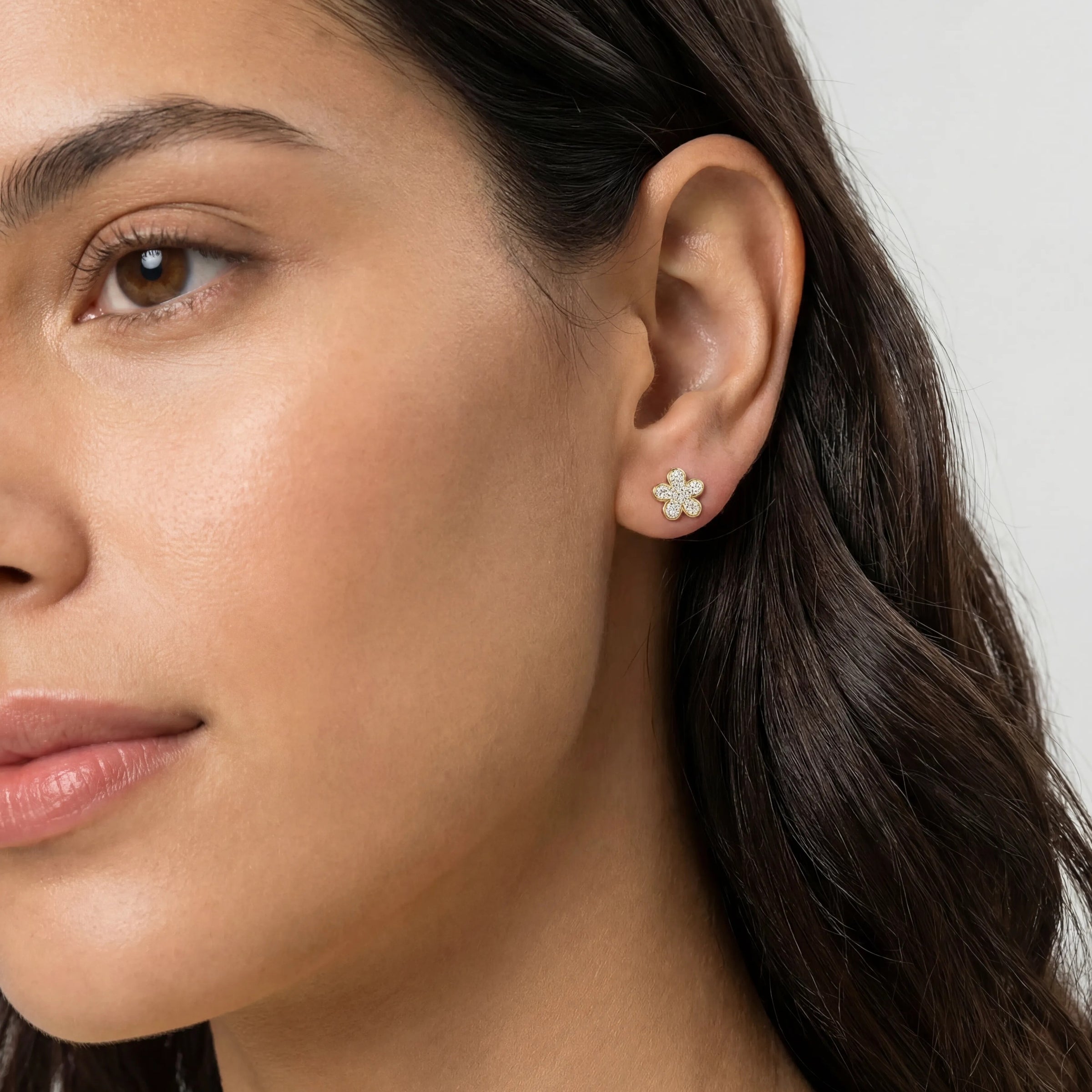 Mini Token Pave Flower Stud