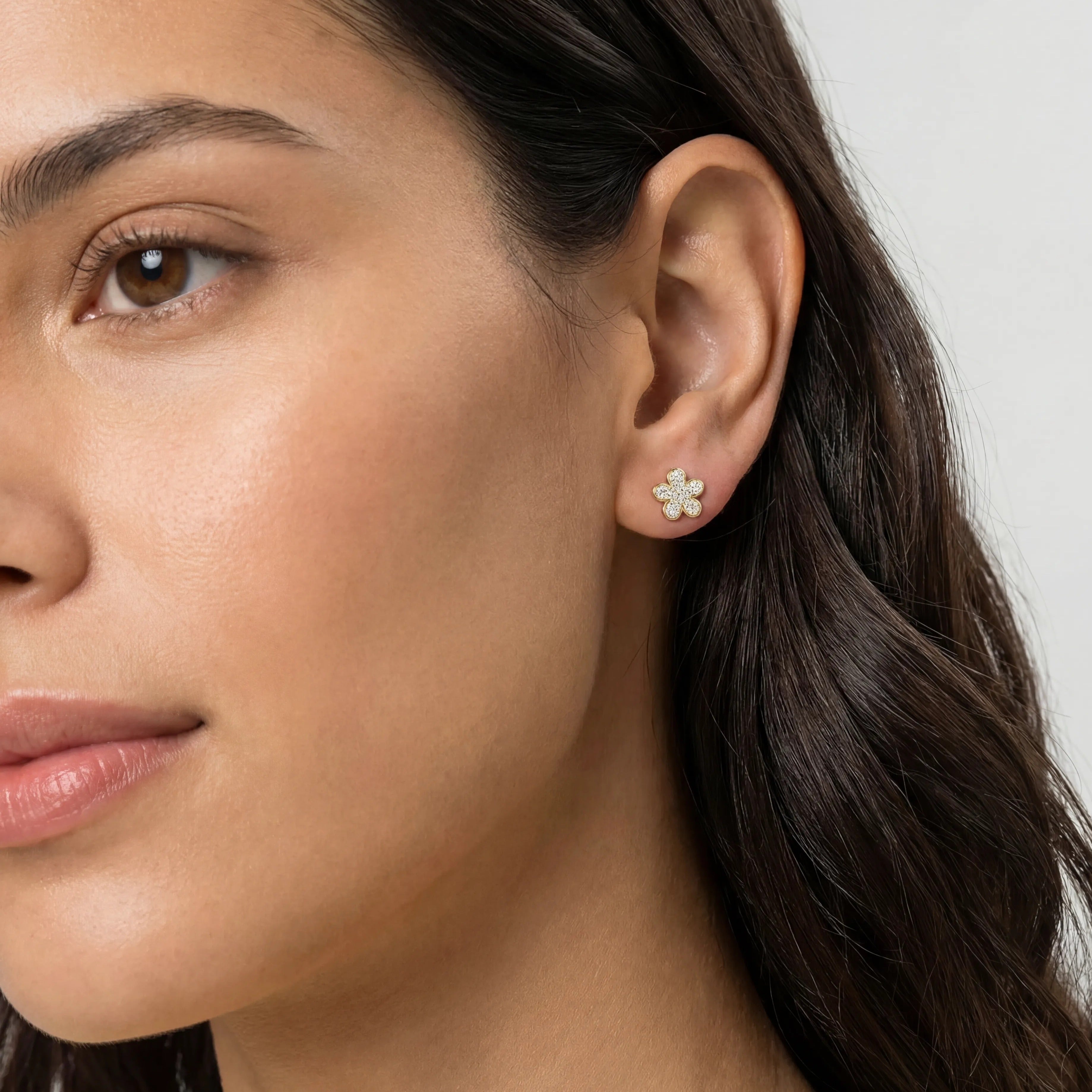 Mini Token Pave Flower Stud
