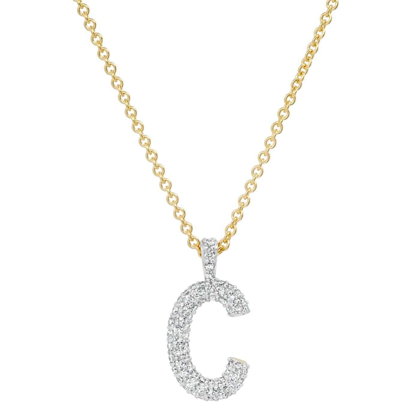 Diamond Puffy Initial Necklace