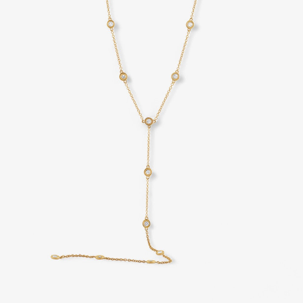 Margot Diamond Bezel Station Lariat Necklace