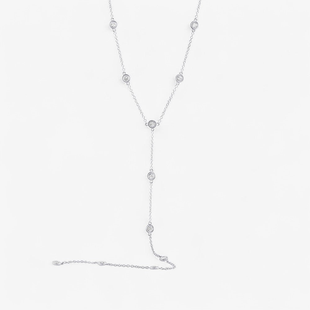 Margot Diamond Bezel Station Lariat Necklace