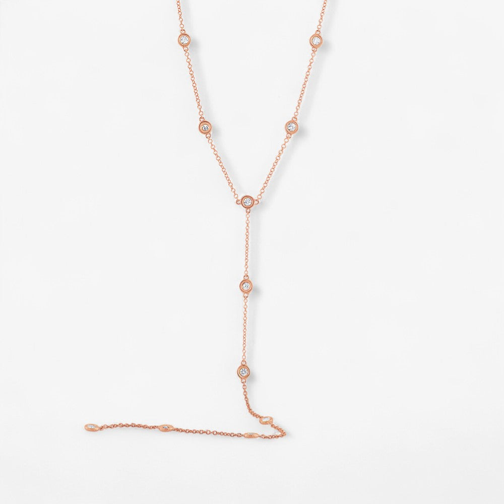 Margot Diamond Bezel Station Lariat Necklace