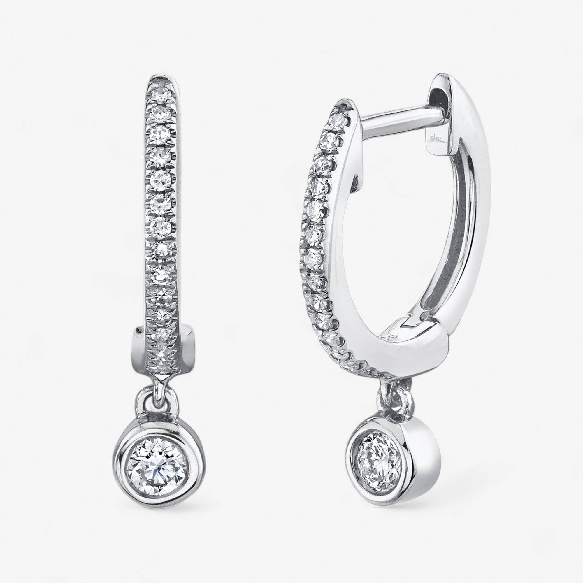 Pave Huggie with Single Bezel Drop
