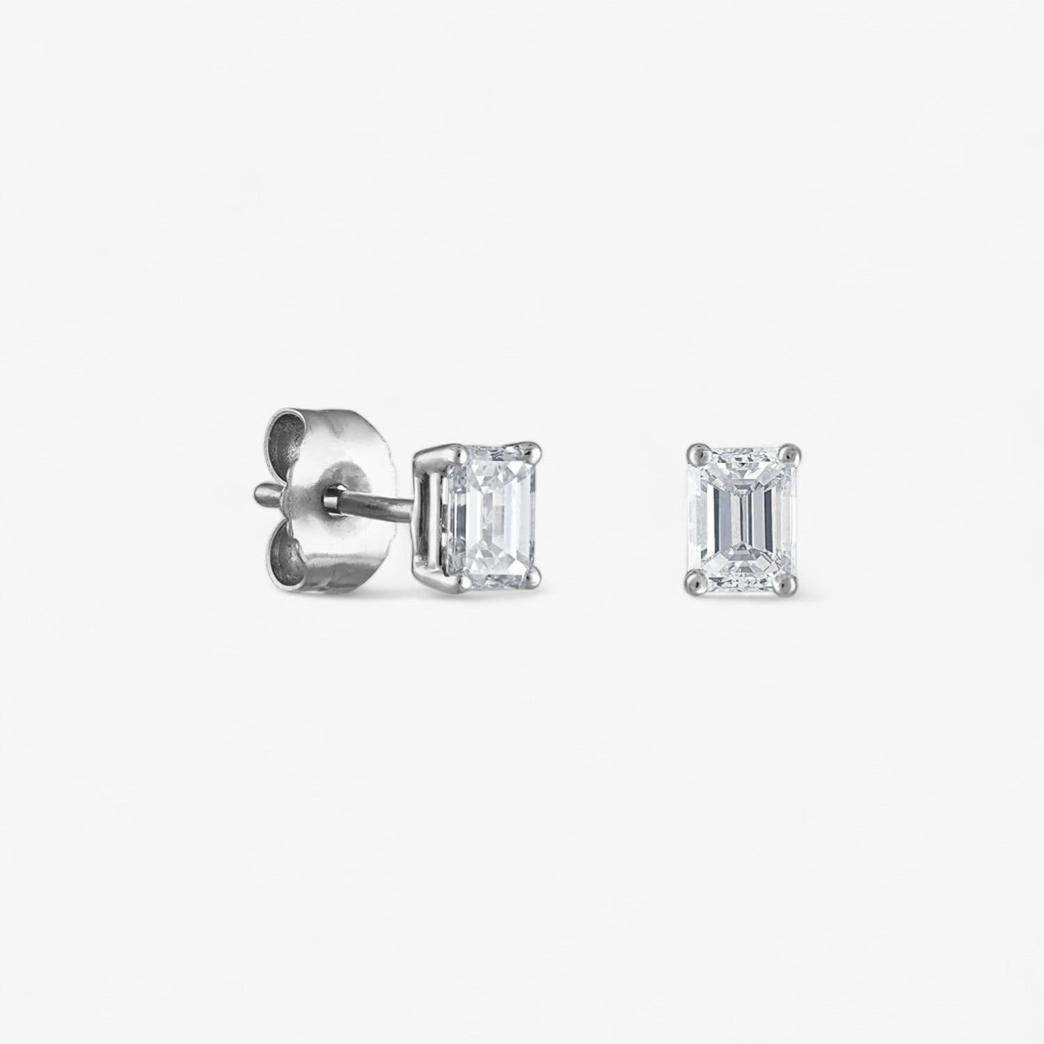 Emerald Cut Diamond Stud Earrings