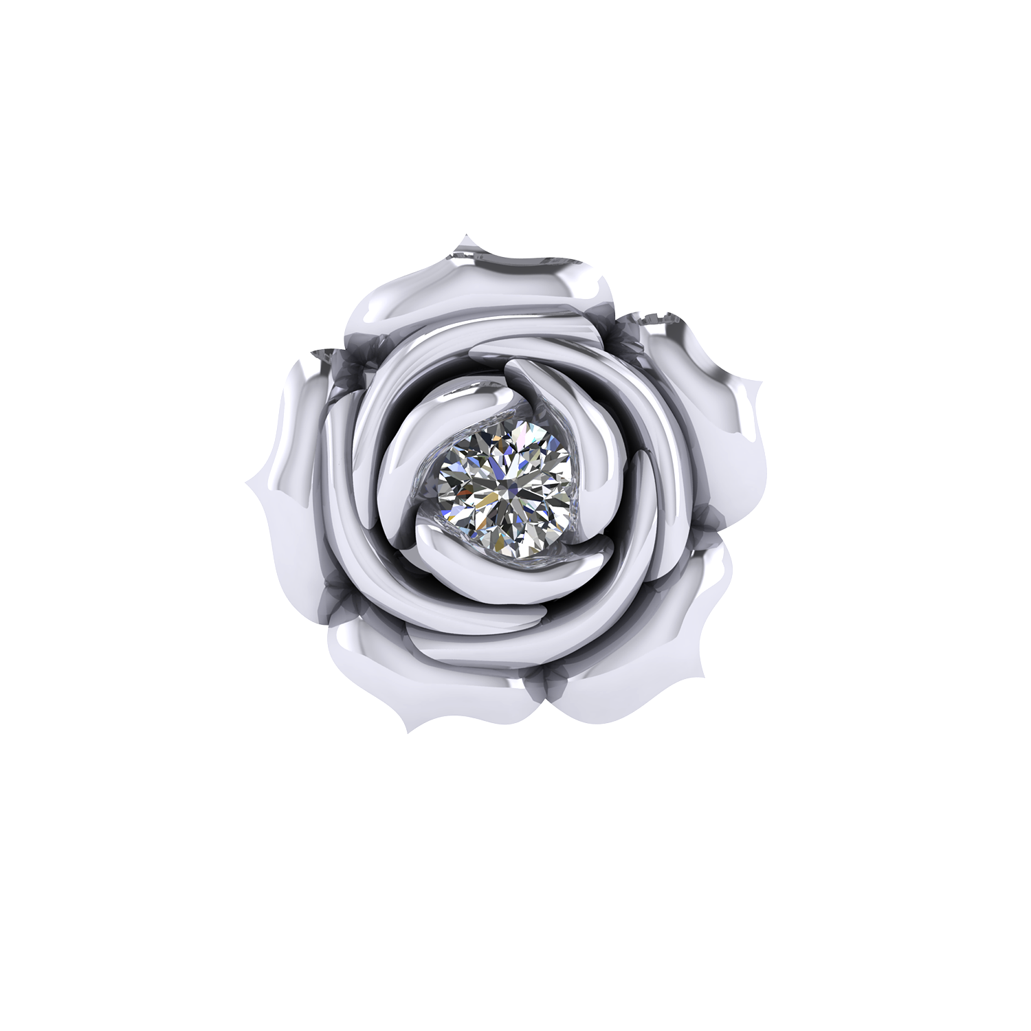 Jumbo Rose Slider Charm 18K White Gold