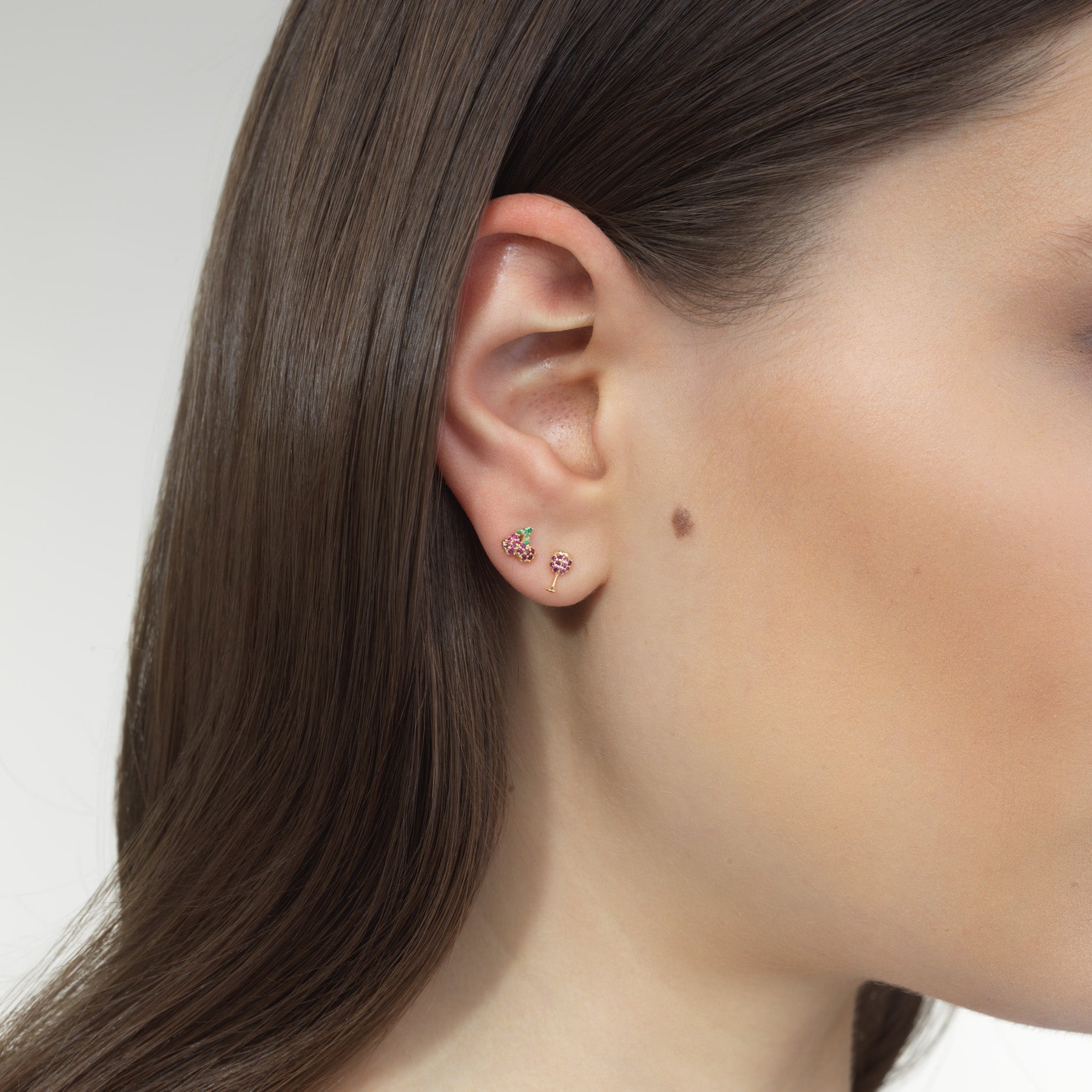 Cocktail Pave Cherry Mini Stud