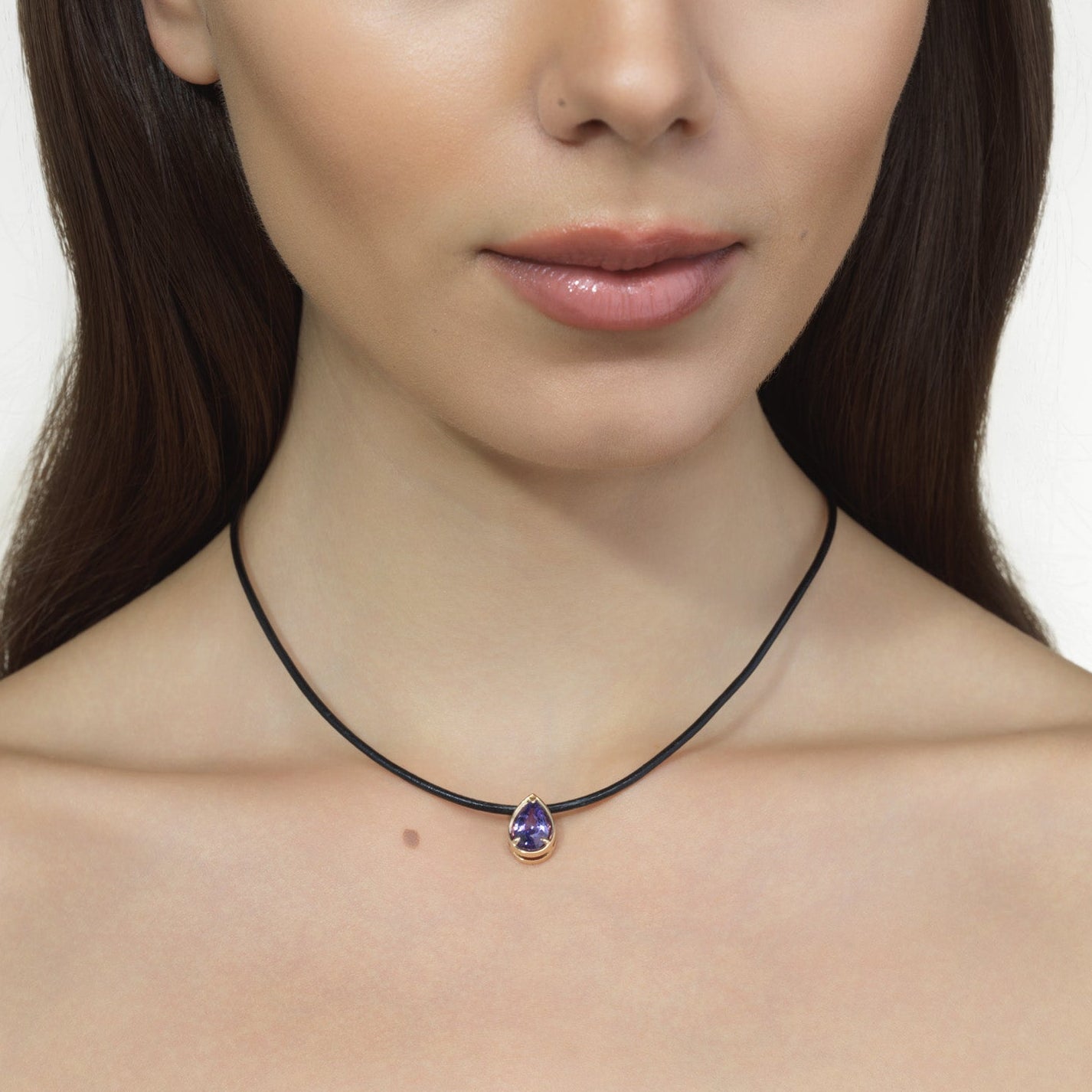 Margot Lavender Sapphire Pear Necklace
