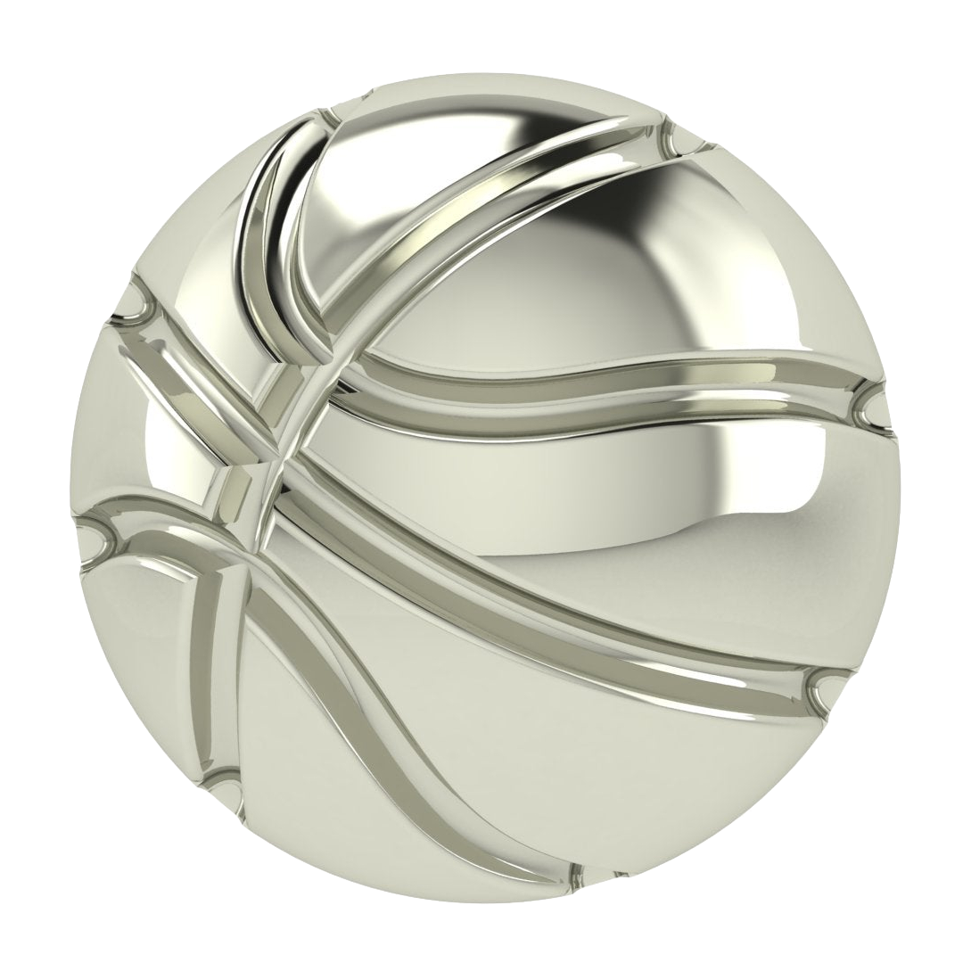 Solid Basketball Slider Charm 18K White Gold