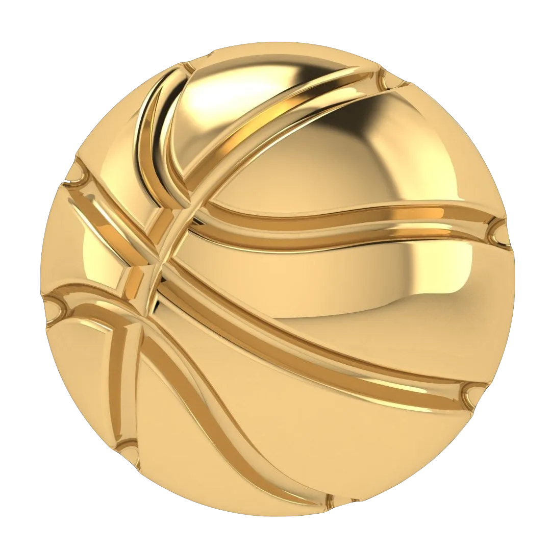 Solid Basketball Slider Charm 18K Yellow Gold