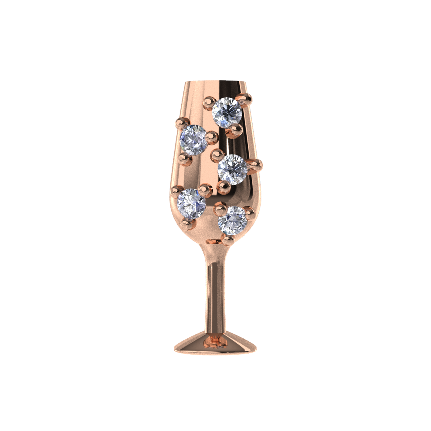 Slider Champagne Glass Charm 18K Rose Gold