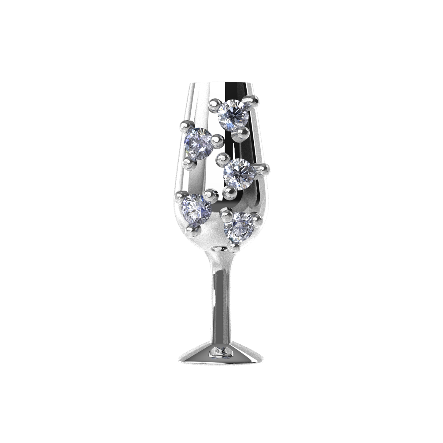Slider Champagne Glass Charm 18K White Gold