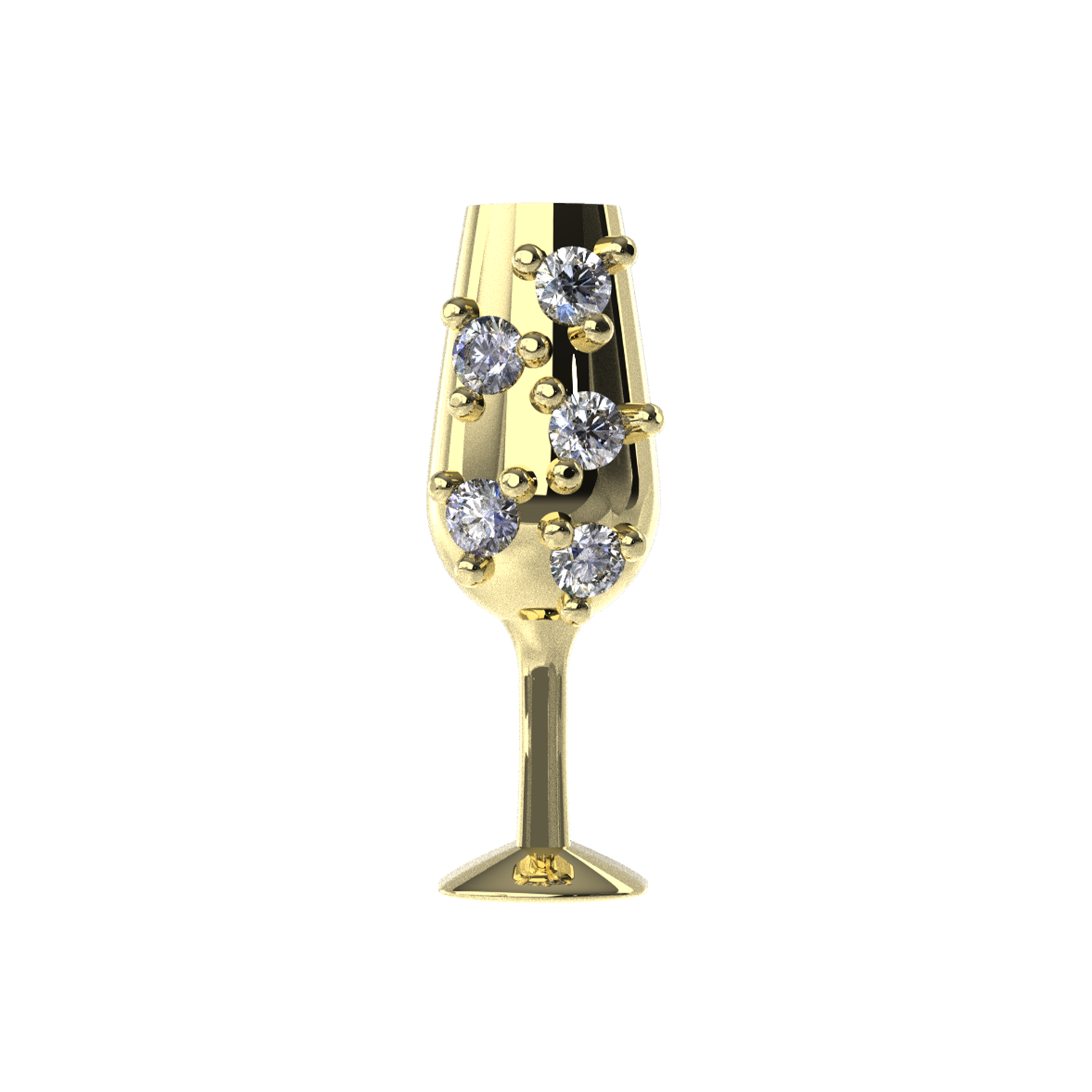 Slider Champagne Glass Charm 18K Yellow Gold