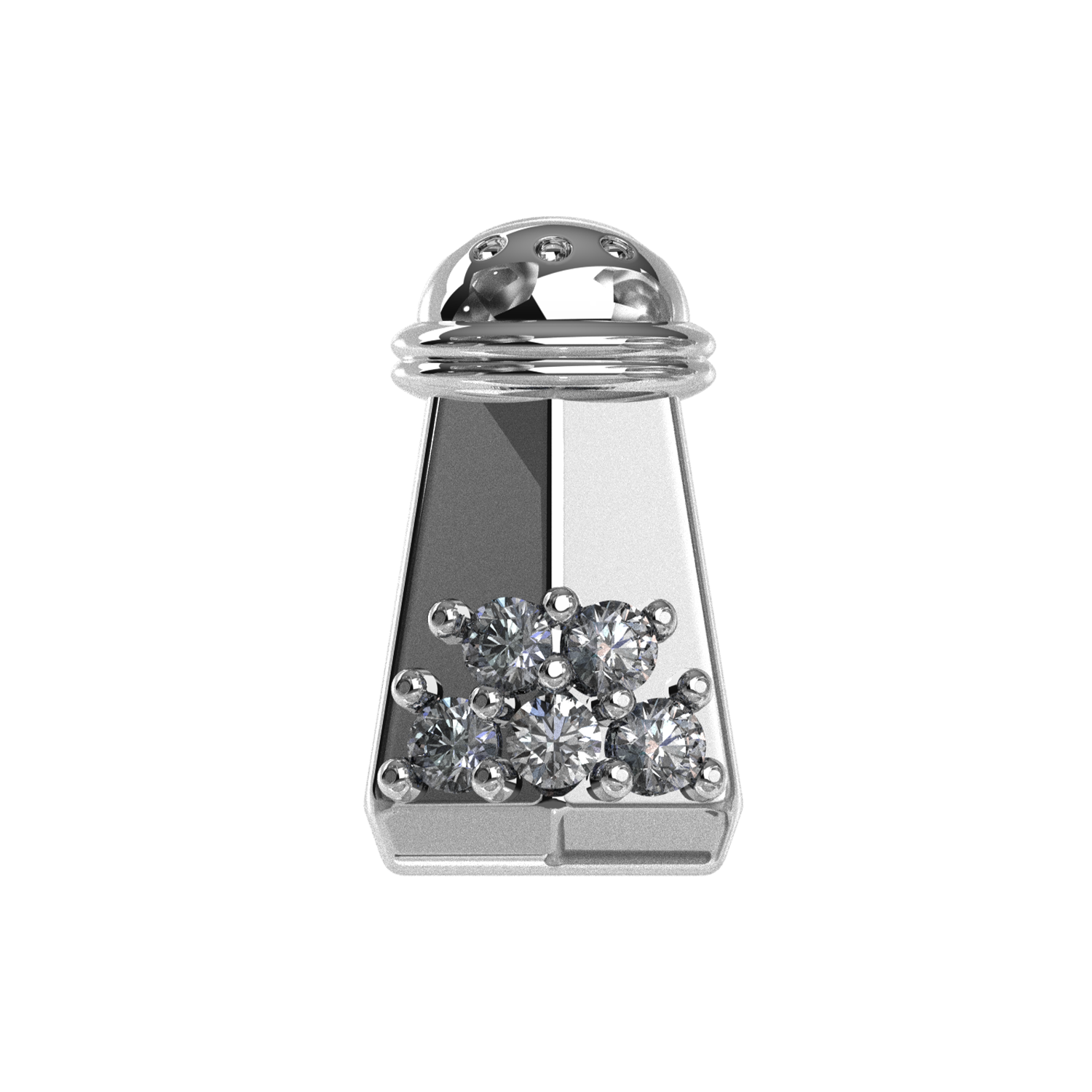 Slider Salt Shaker Charm 18K White Gold