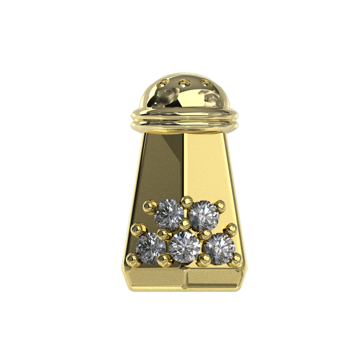 Slider Salt Shaker Charm 18K Yellow Gold