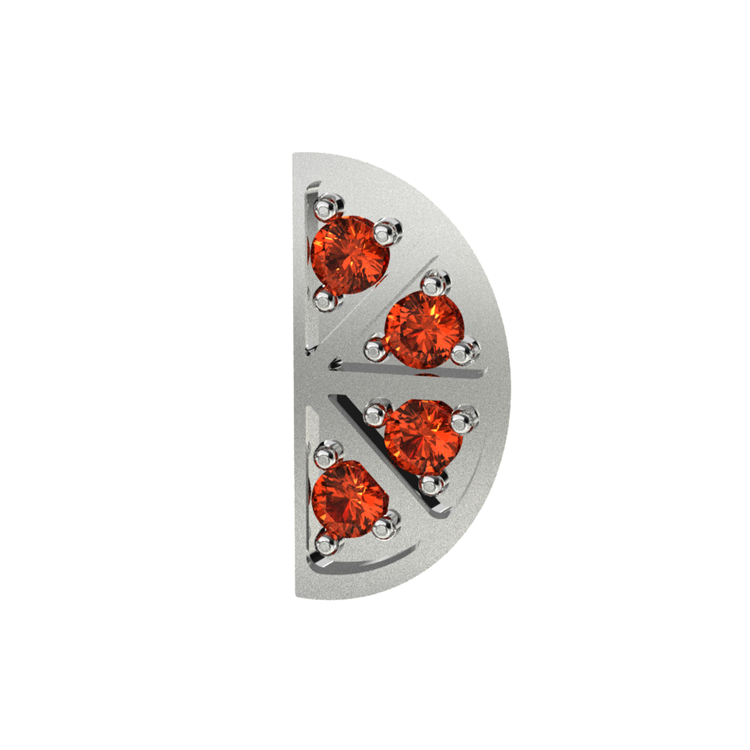 Slider Orange Slice Charm 18K White Gold