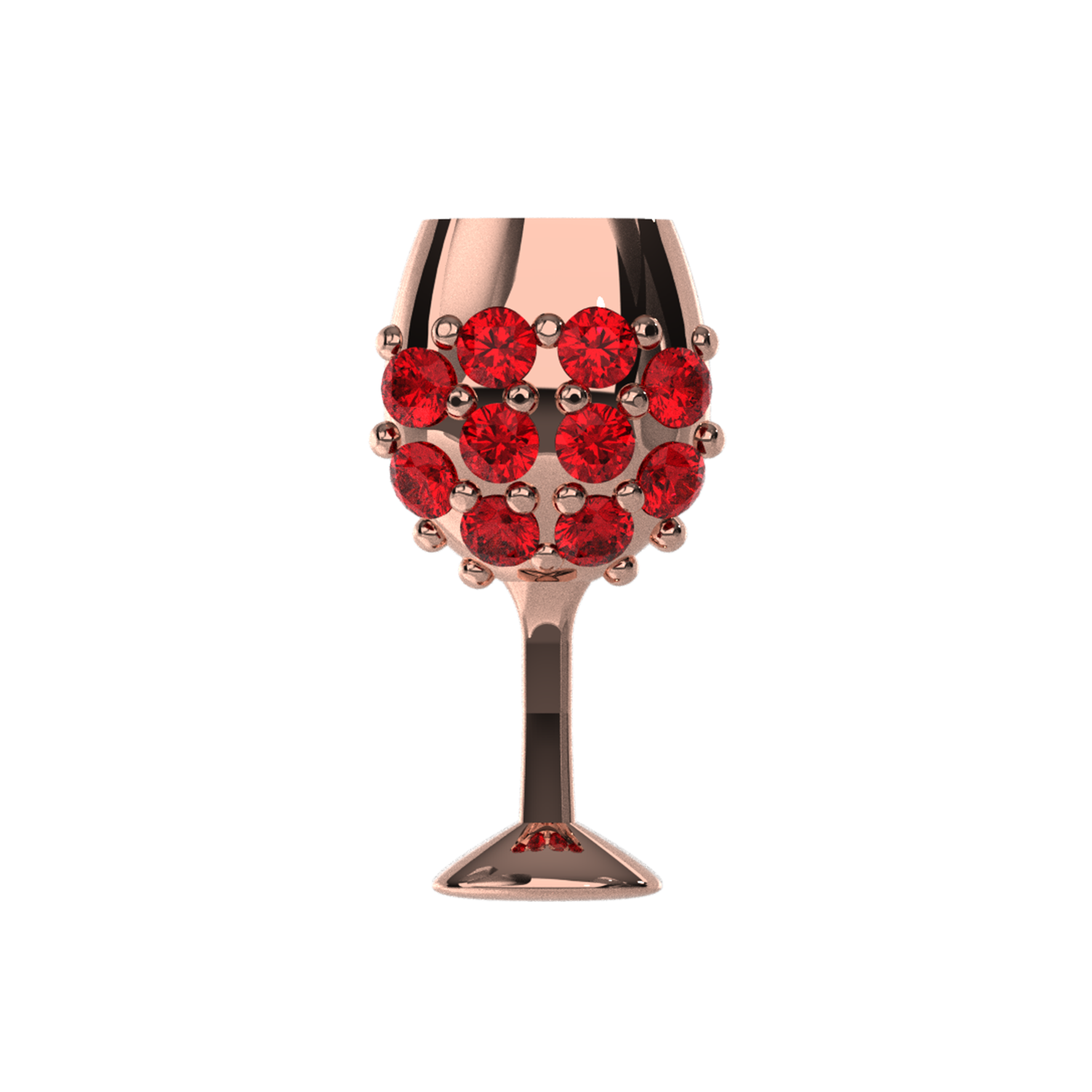 Slider Red Wine Glass Charm 18K Rose Gold