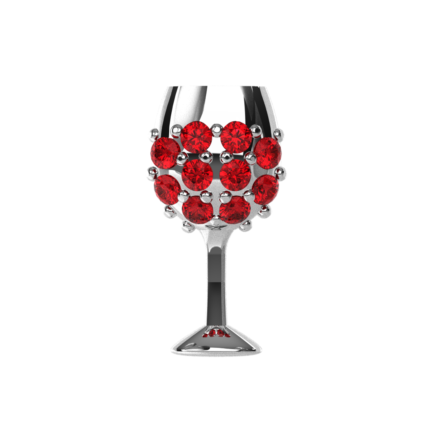 Slider Red Wine Glass Charm 18K White Gold