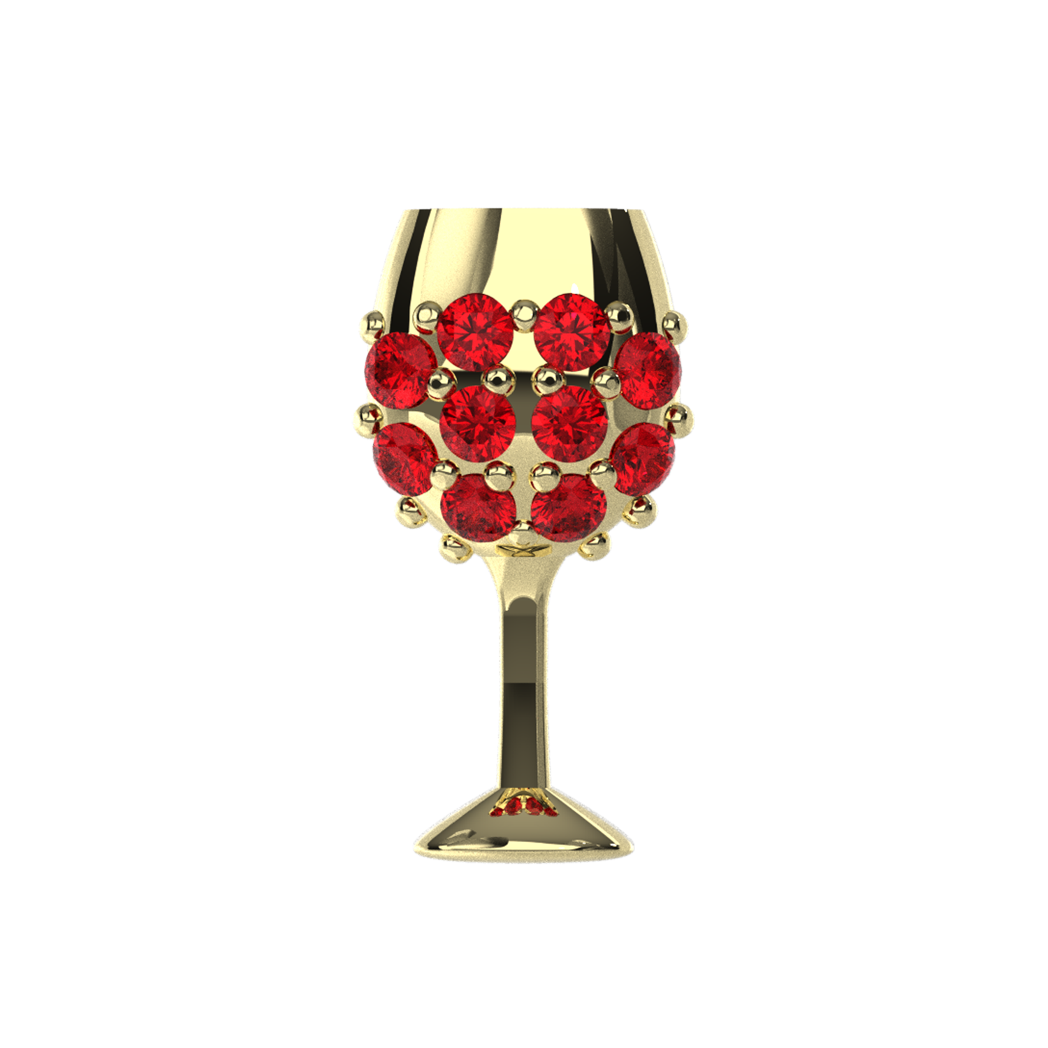 Slider Red Wine Glass Charm 18K Yellow Gold