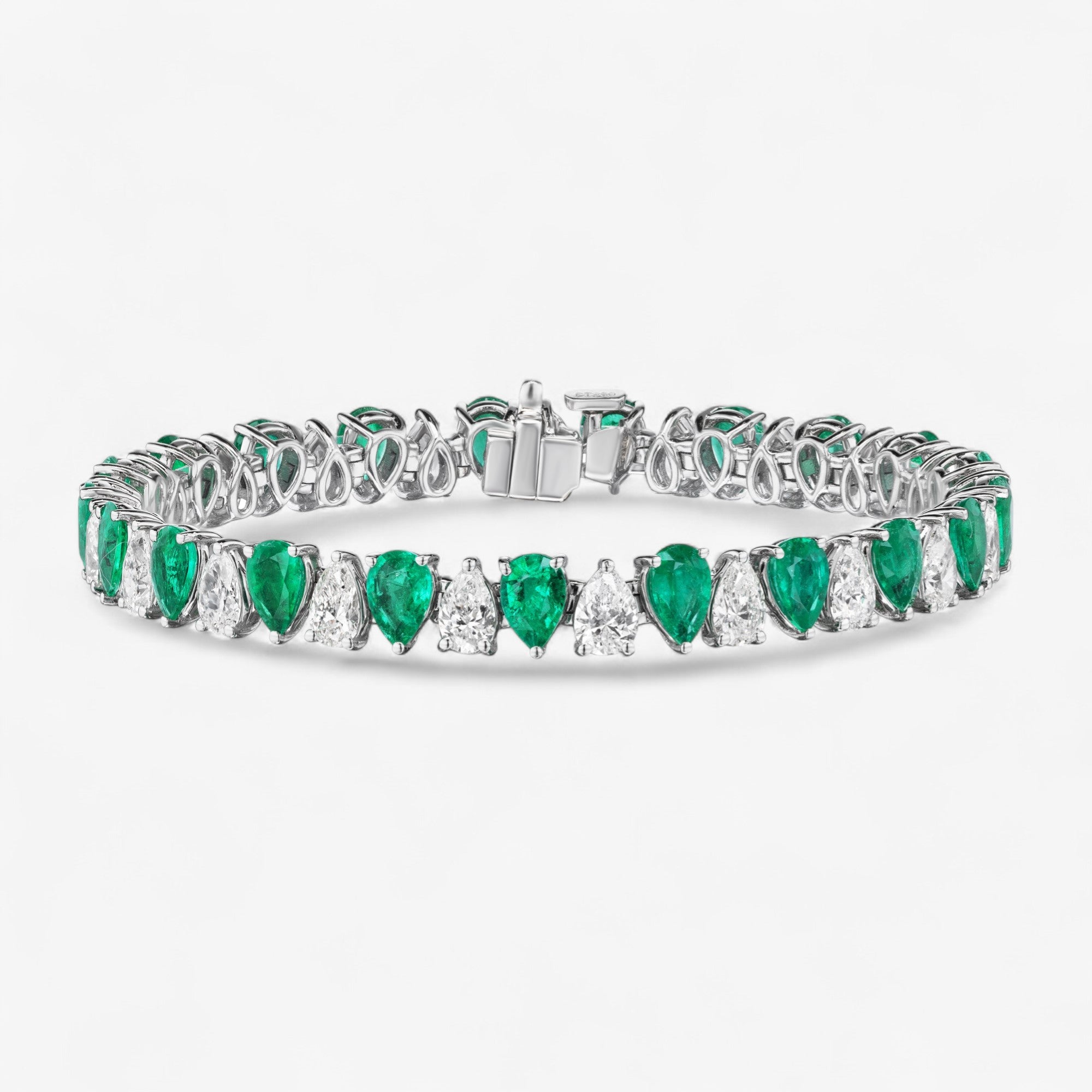 Emerald and Pear Diamond Shape Bracelet